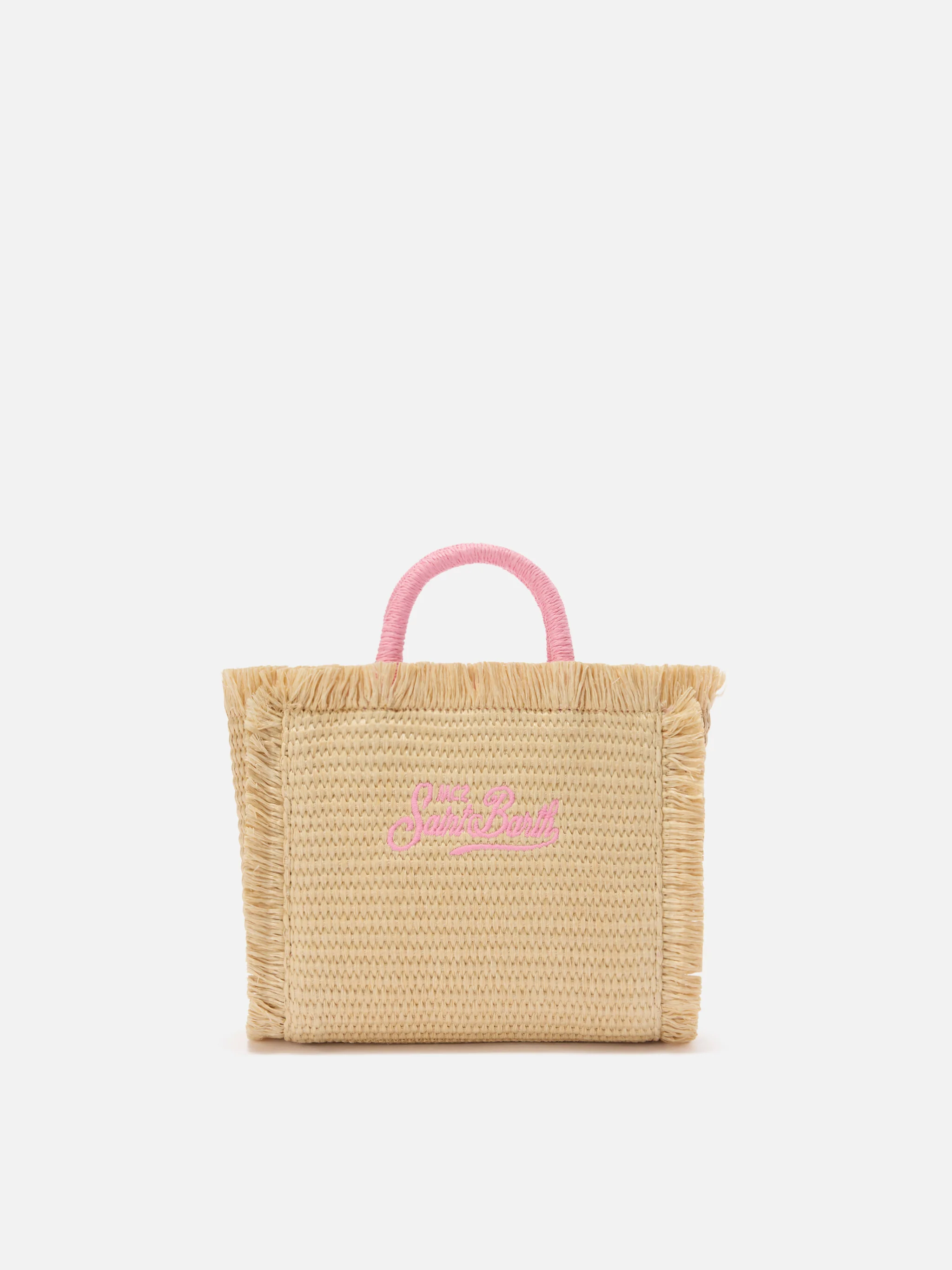Borsa Vanity mini in tessuto effetto paglia con logo ricamato - Image 3