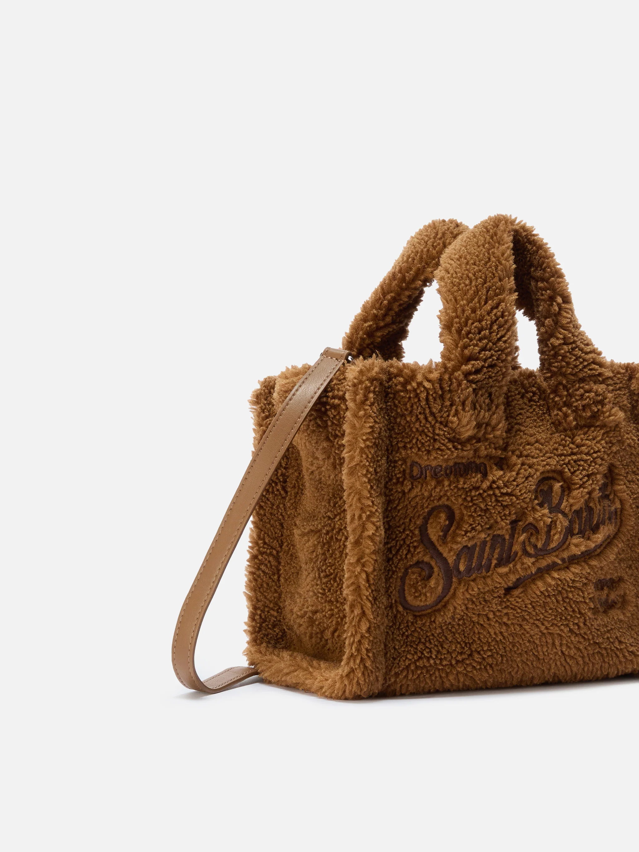 Borsa a mano Vanity Mini Teddy in sherpa marrone - Image 3