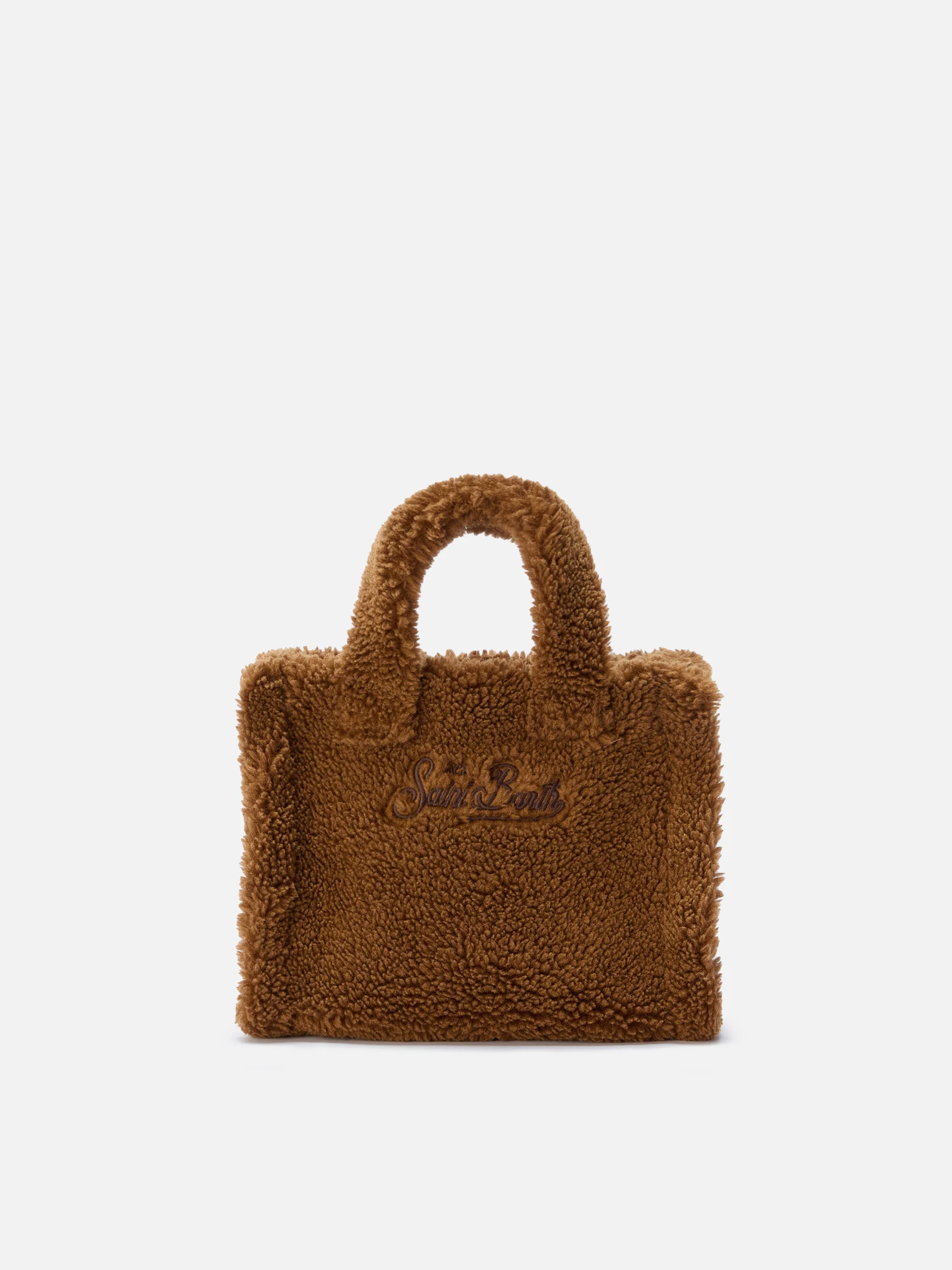 Borsa a mano Vanity Mini Teddy in sherpa marrone - Image 4