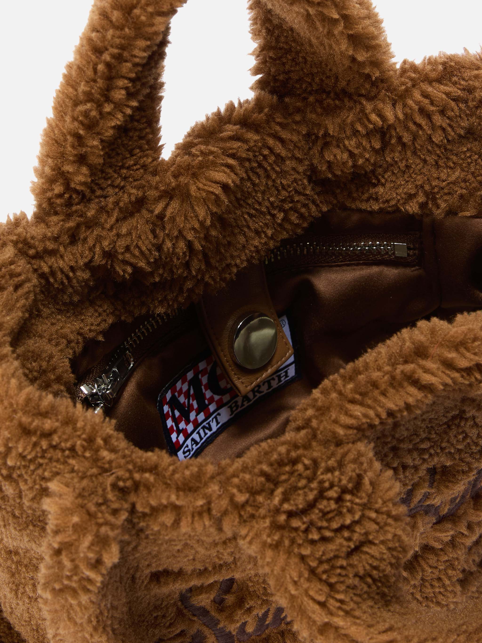 Borsa a mano Vanity Mini Teddy in sherpa marrone - Image 5