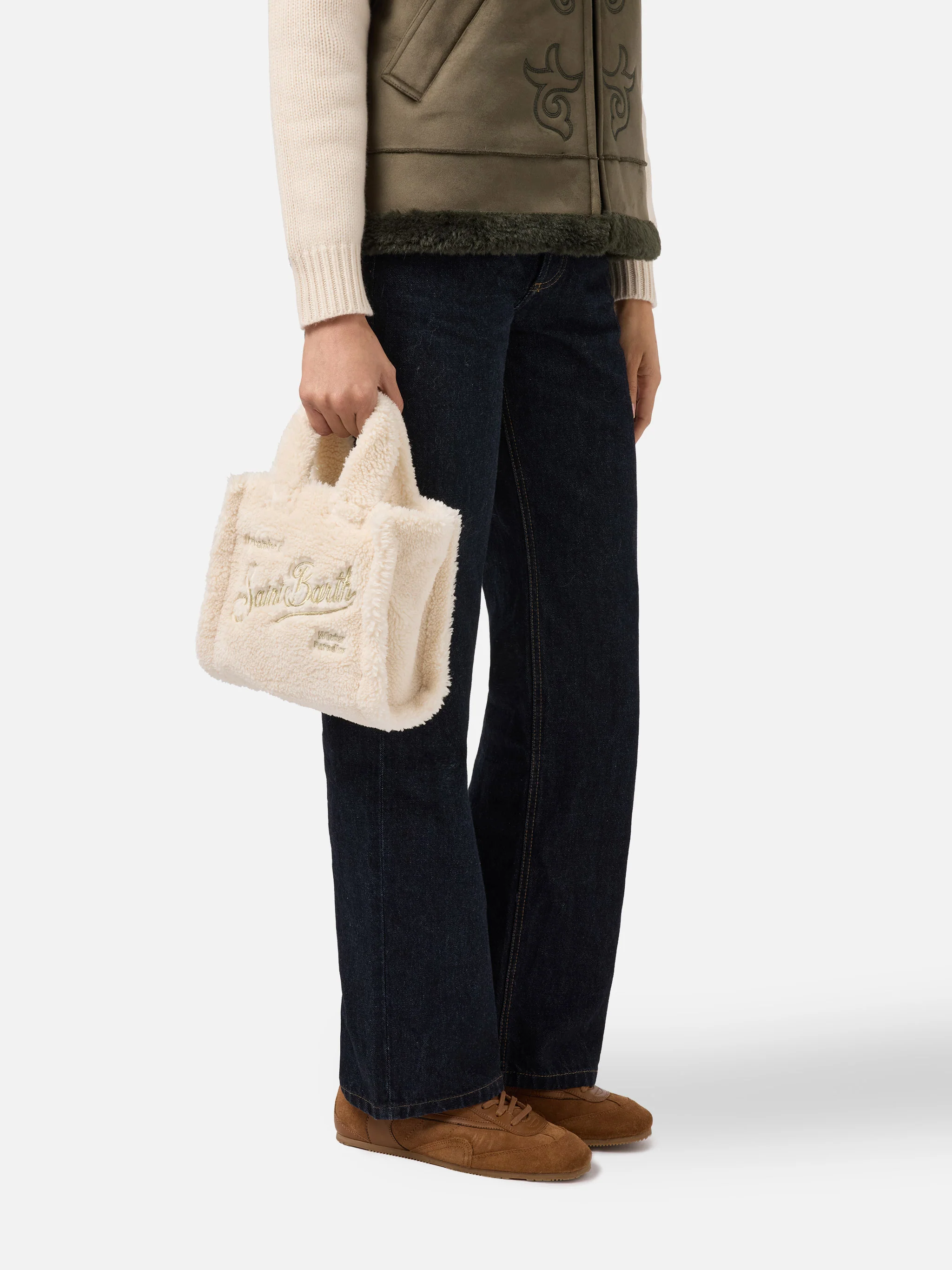 Borsa a mano Vanity Mini Teddy in sherpa bianco - Image 2