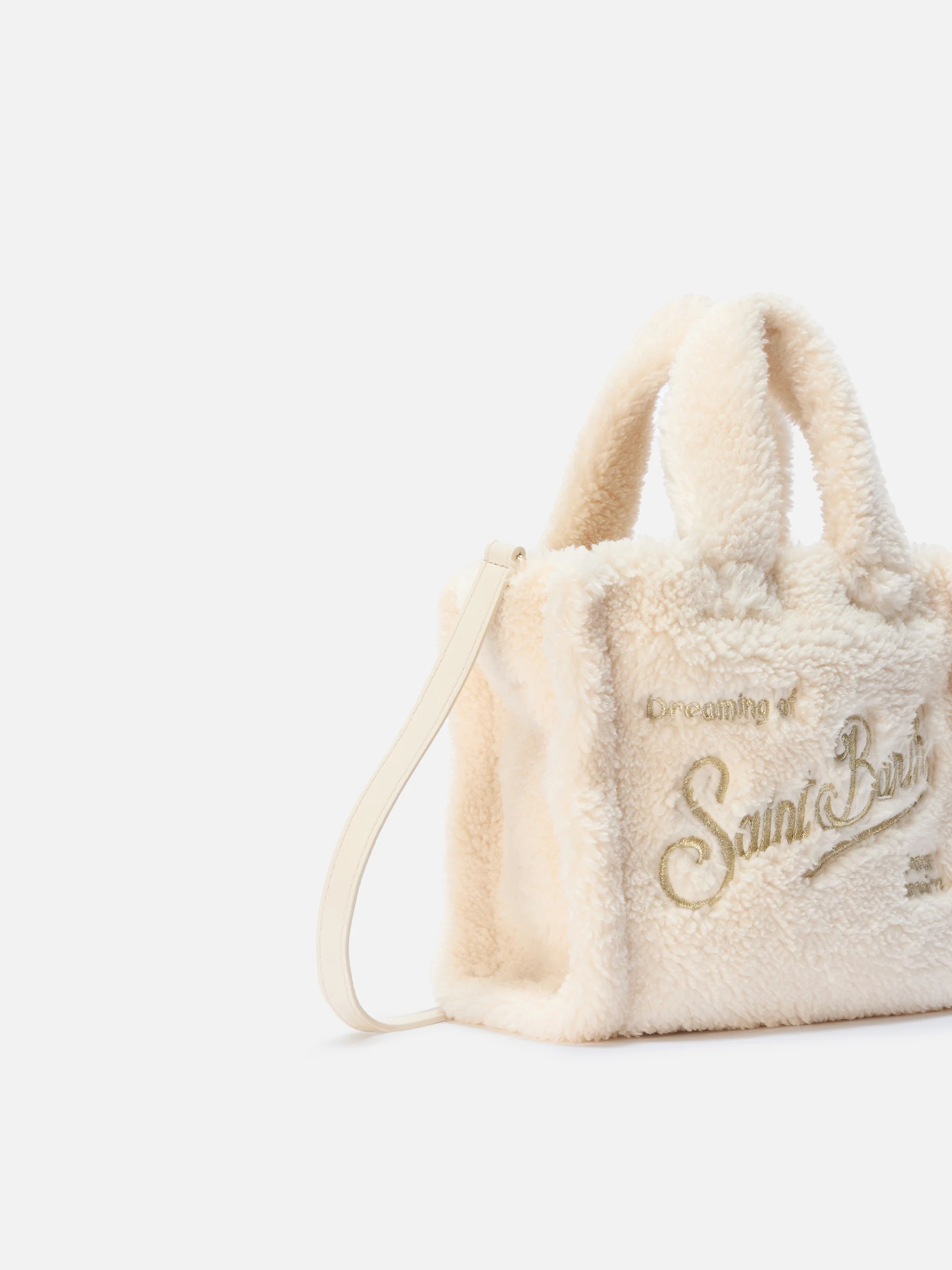 Borsa a mano Vanity Mini Teddy in sherpa bianco - Image 3