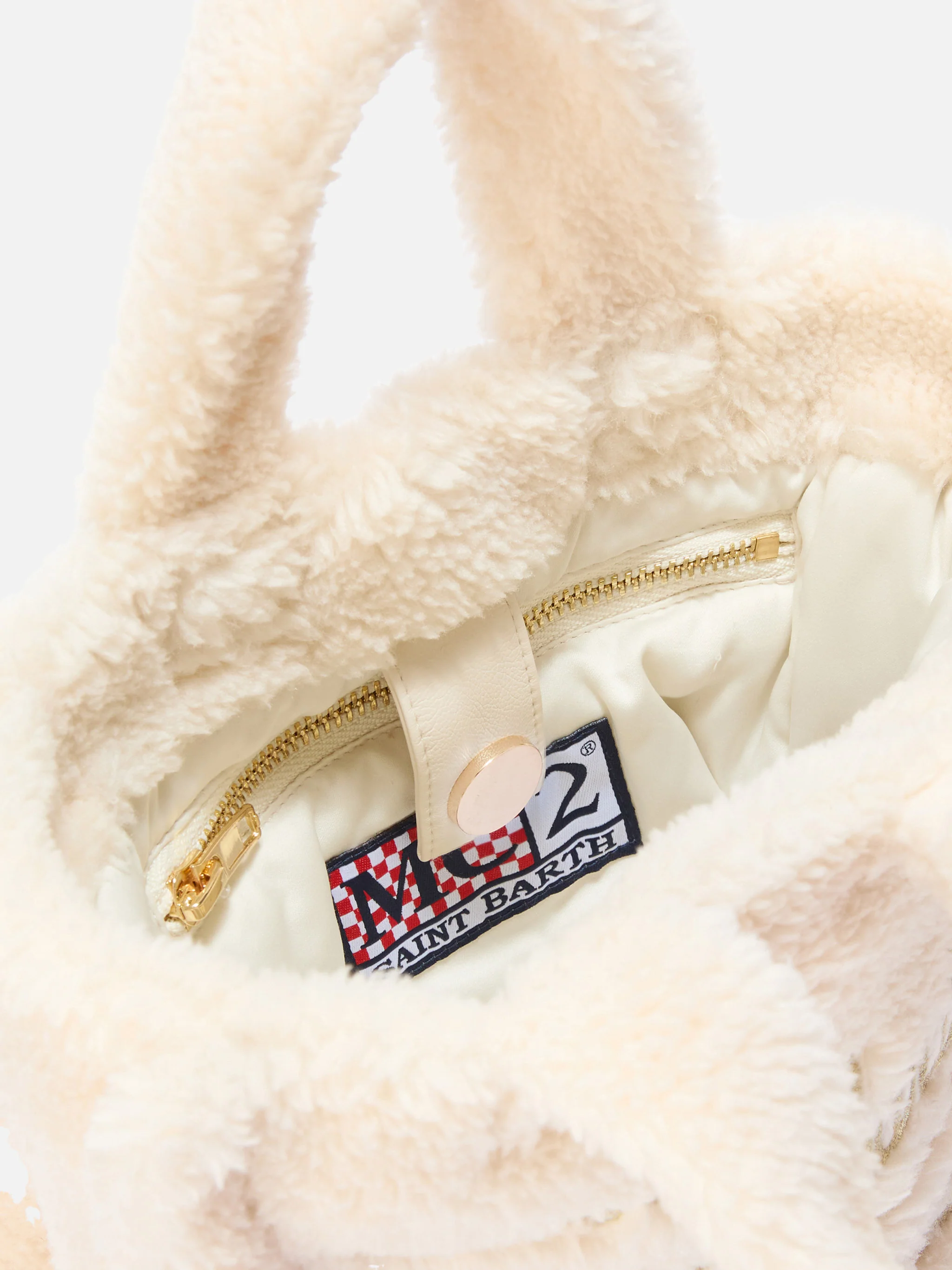 Borsa a mano Vanity Mini Teddy in sherpa bianco - Image 5