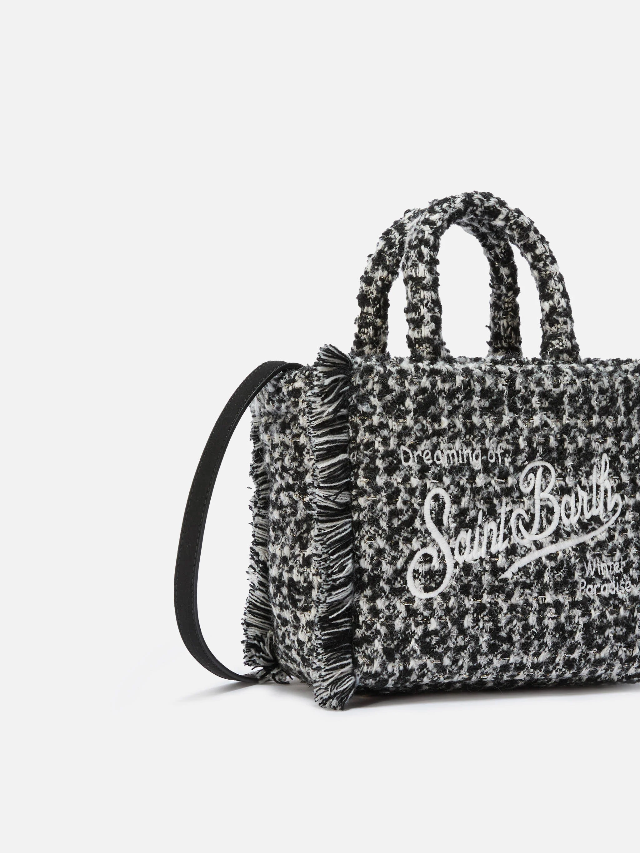 Borsa Vanity Mini Tweed bianco e nero - Image 3