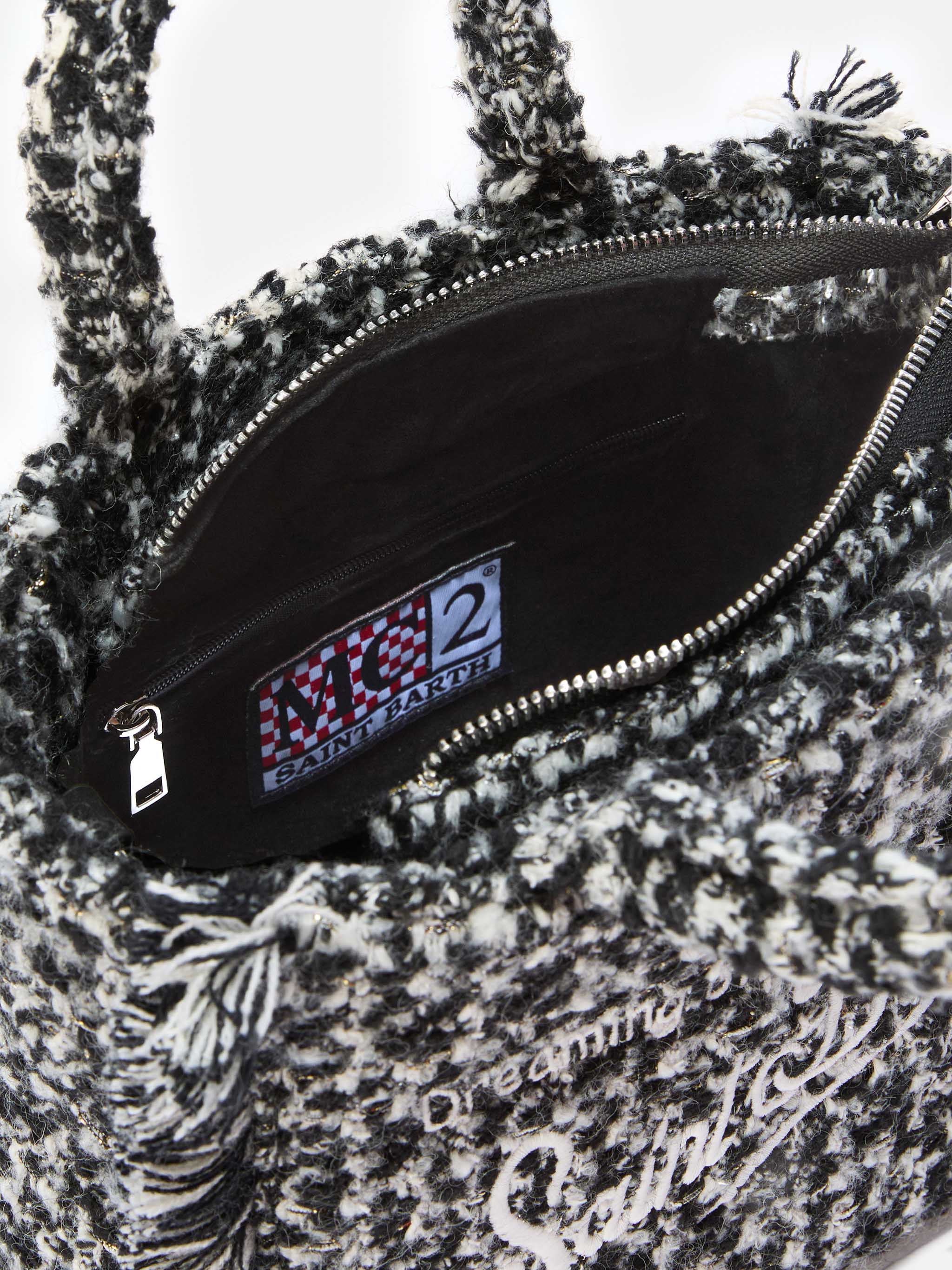 Borsa Vanity Mini Tweed bianco e nero - Image 5