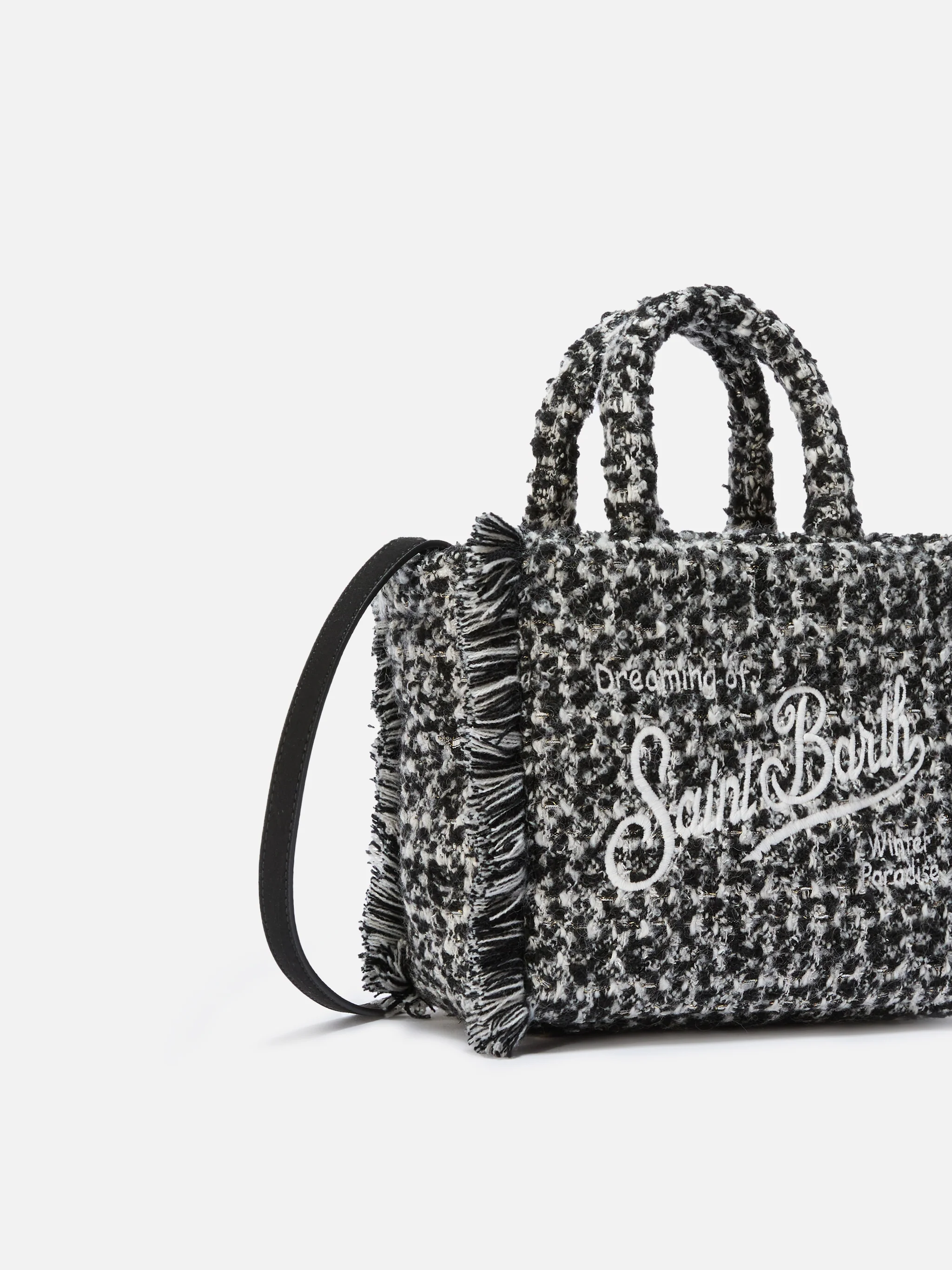 Borsa Vanity Mini Tweed bianco e nero - Image 7