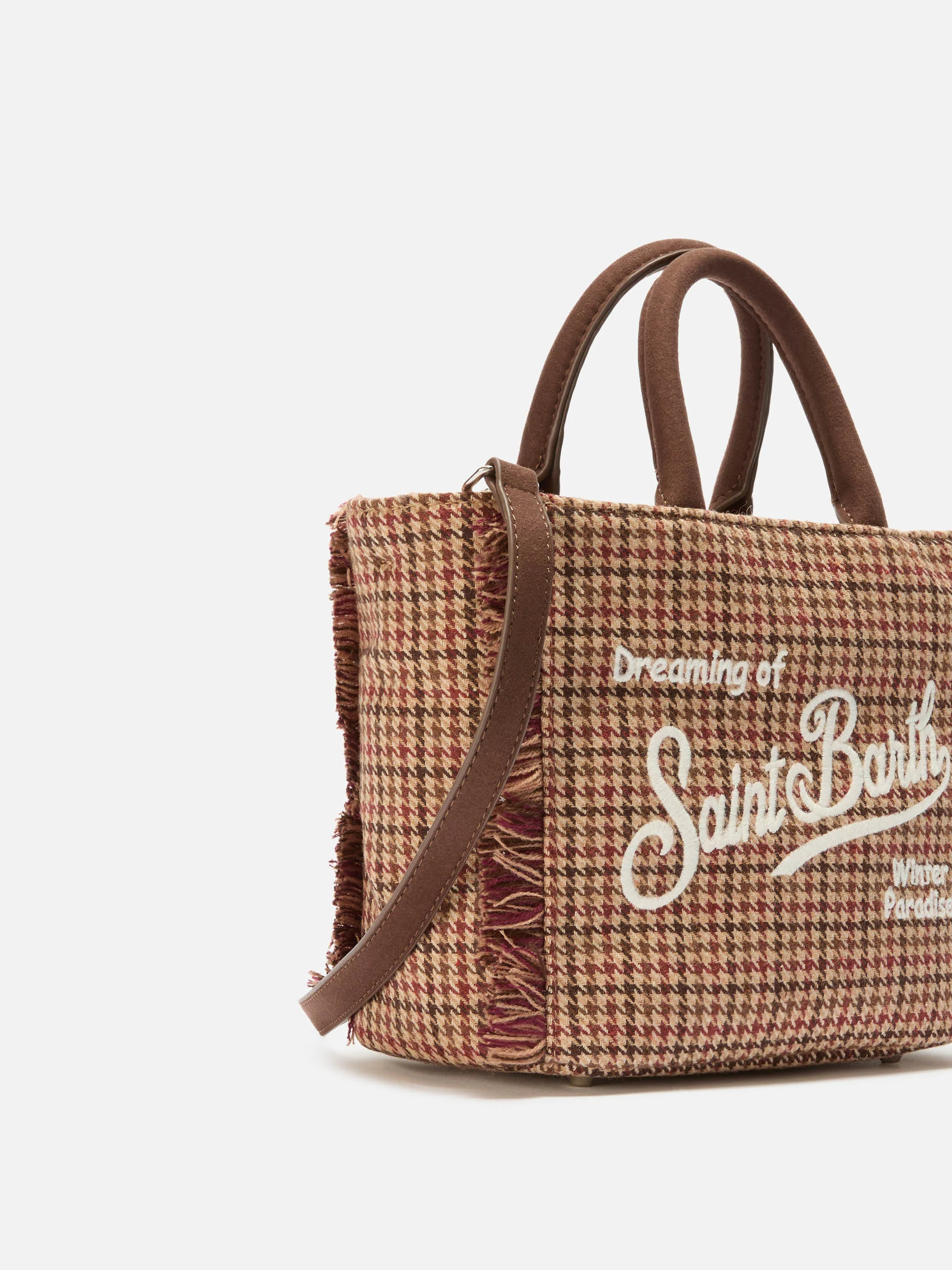 Borsa Vanity Mini Wool pied de poule bordeaux - Image 3