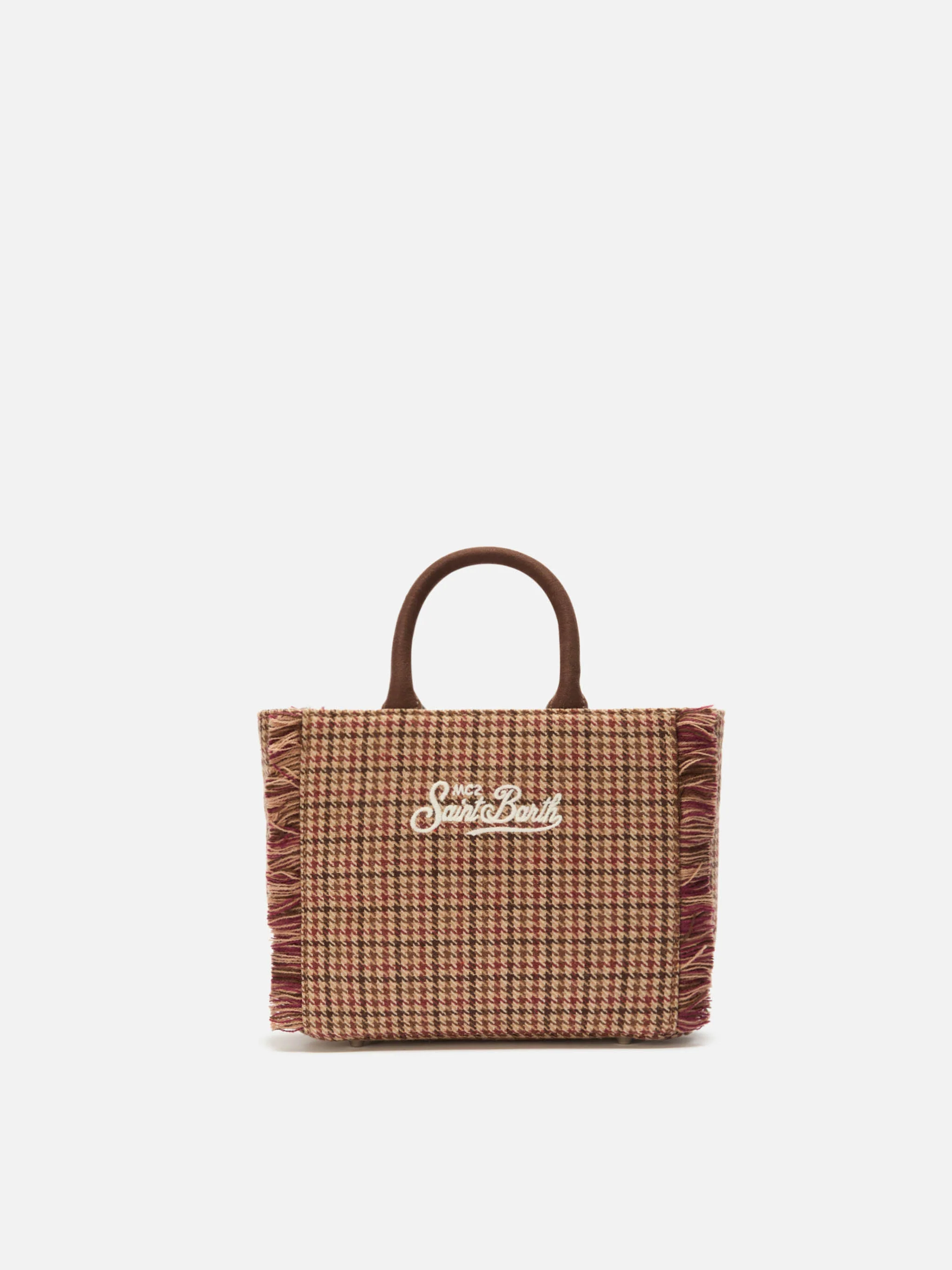 Borsa Vanity Mini Wool pied de poule bordeaux - Image 4