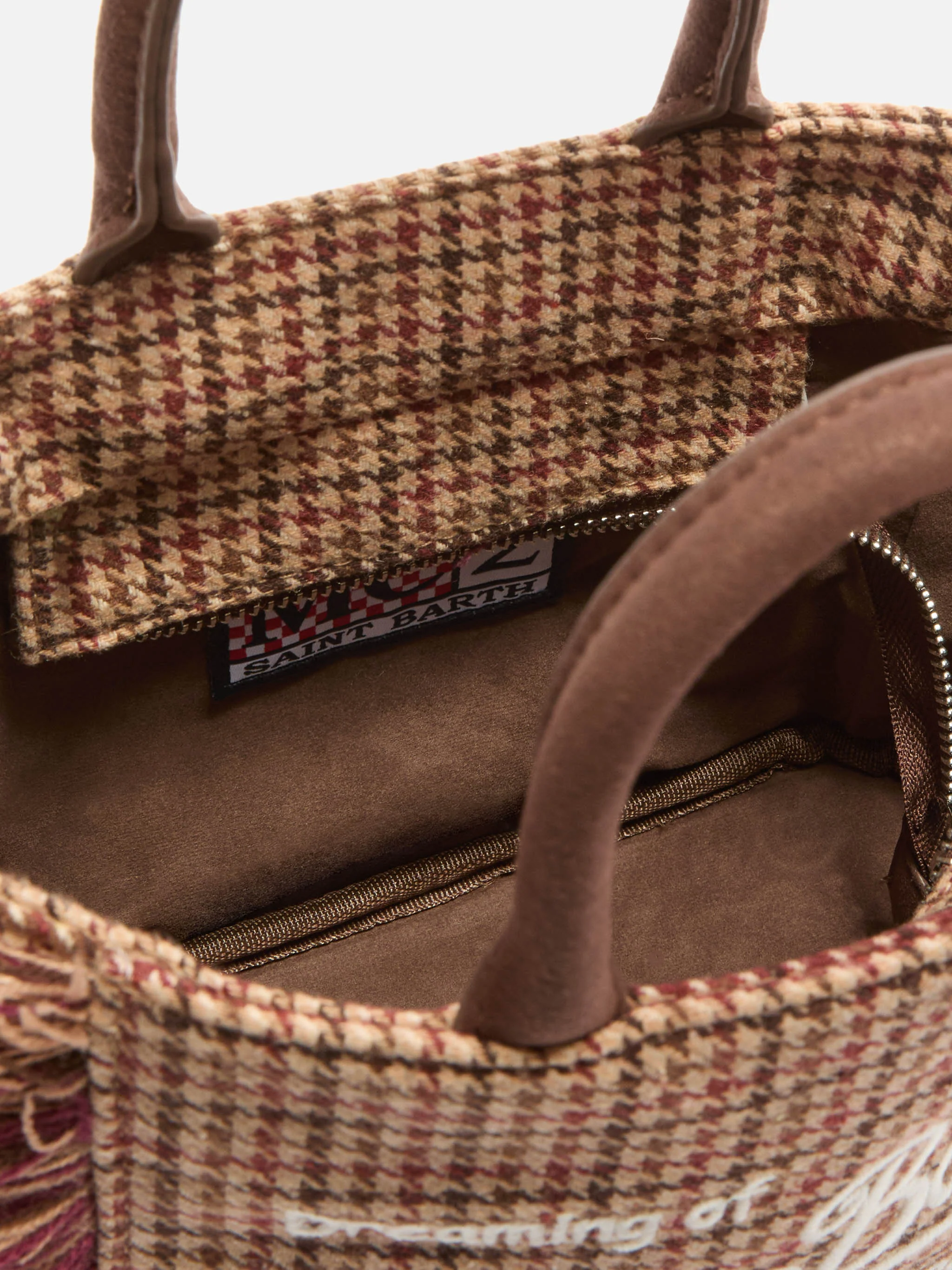 Borsa Vanity Mini Wool pied de poule bordeaux - Image 5