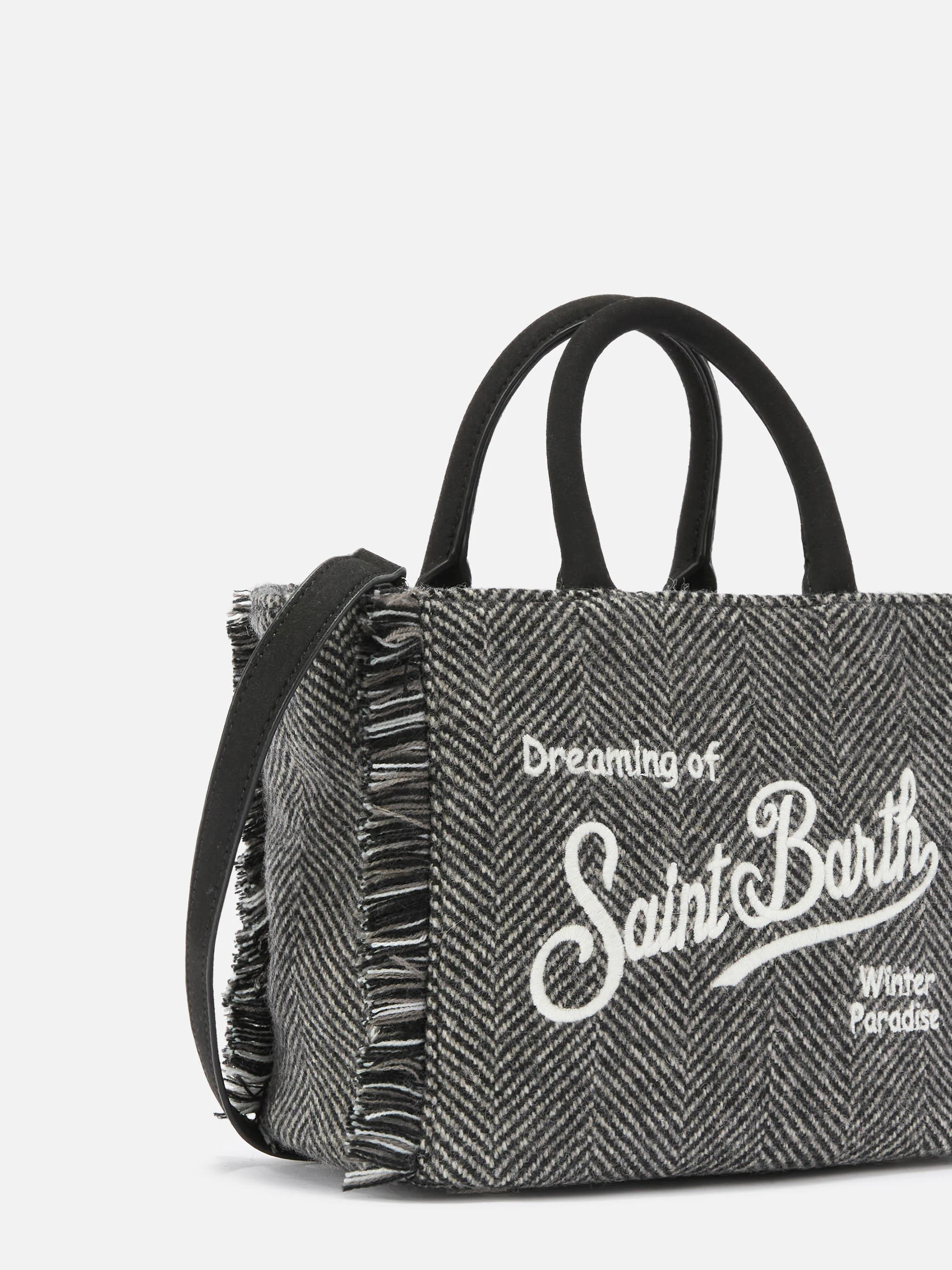 Borsa Vanity Mini Wool spigata nero e grigio - Image 3