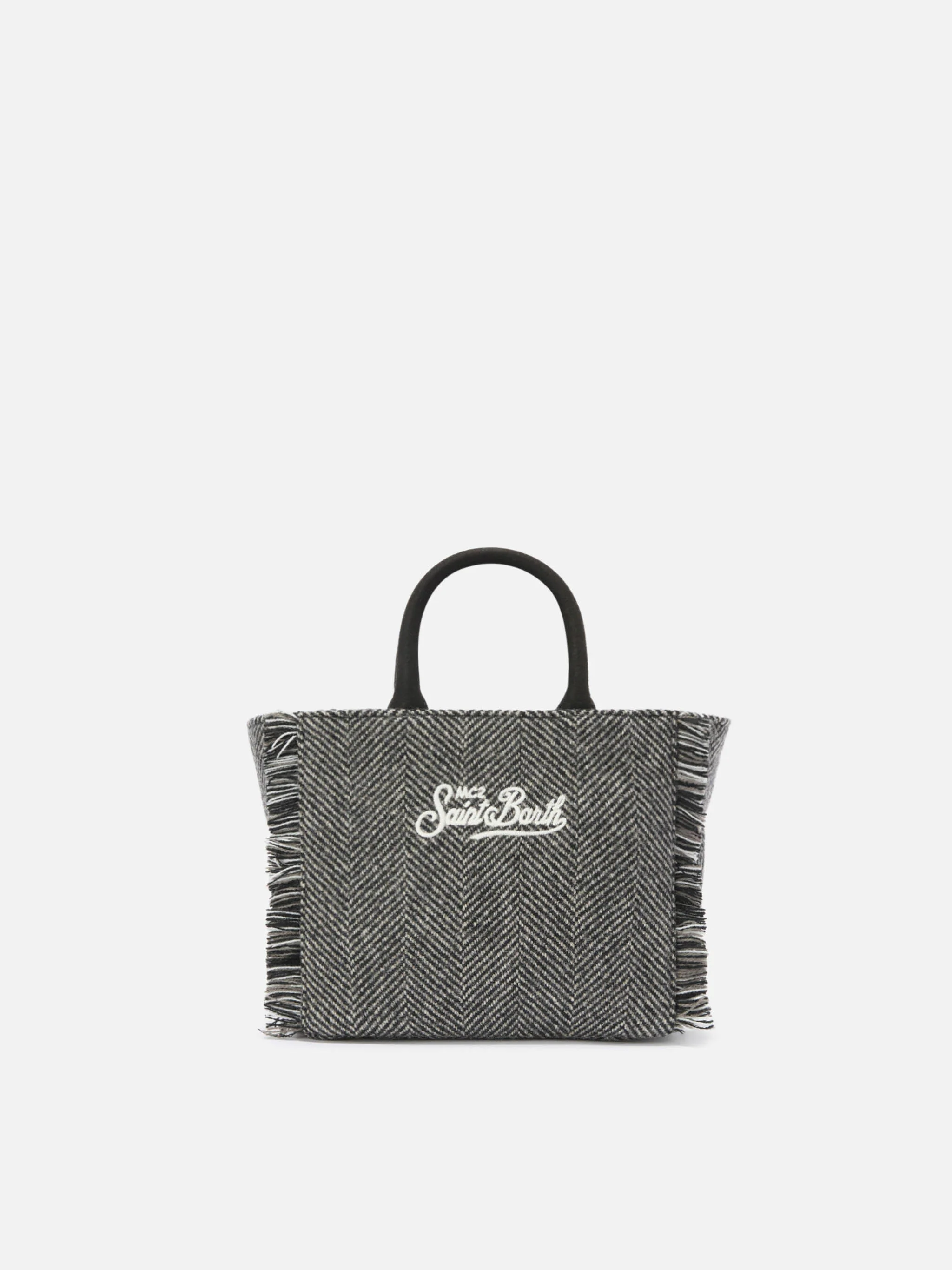 Borsa Vanity Mini Wool spigata nero e grigio - Image 4