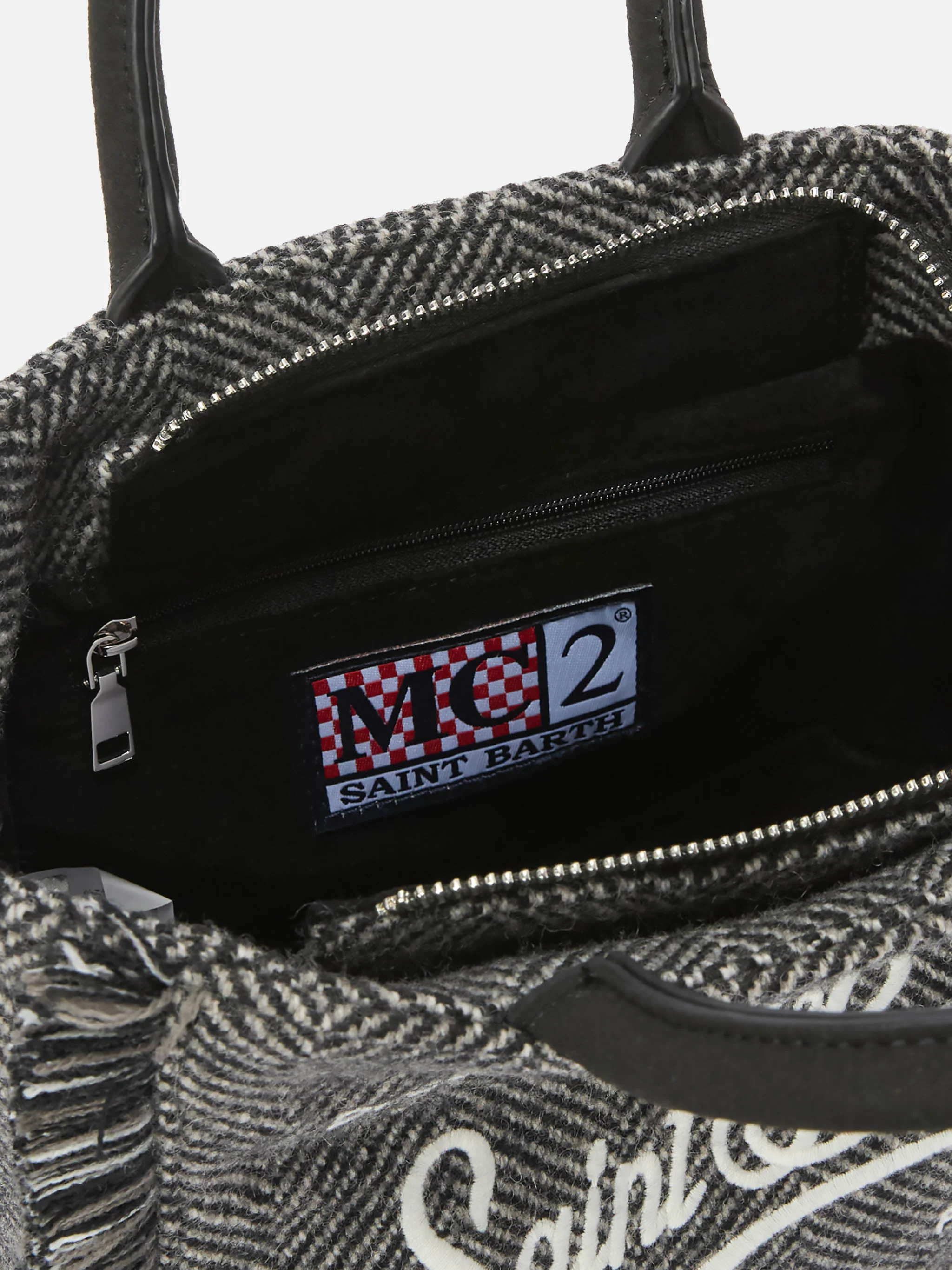 Borsa Vanity Mini Wool spigata nero e grigio - Image 5