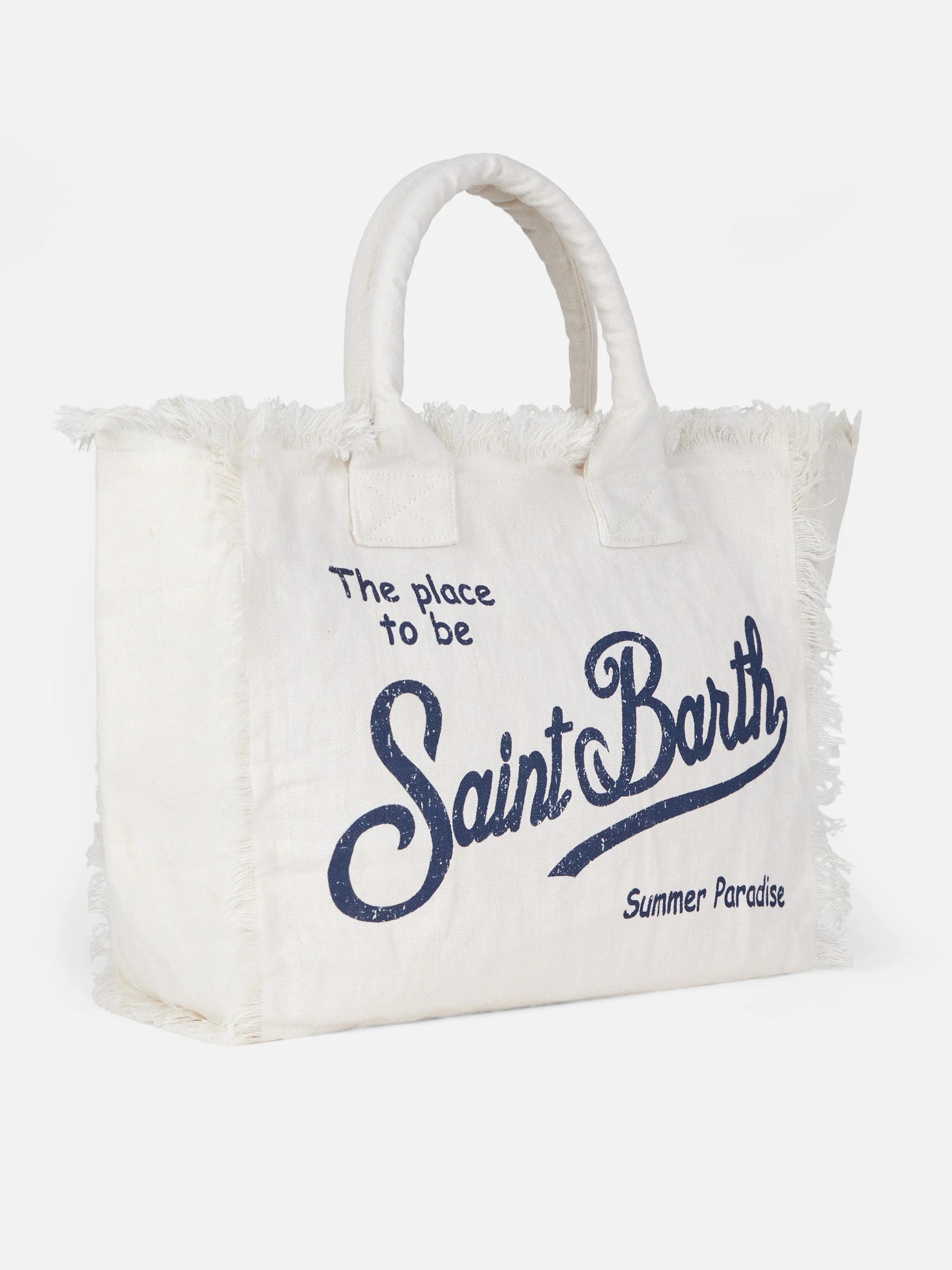 Borsa a spalla Vanity in 100% LINO bianco panna - Image 3
