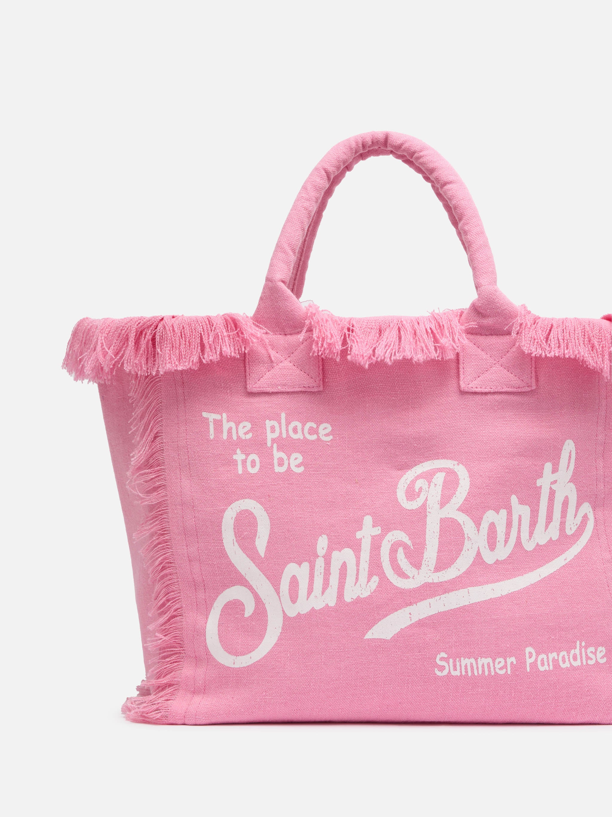 Borsa a spalla Vanity in 100% LINO rosa - Image 3