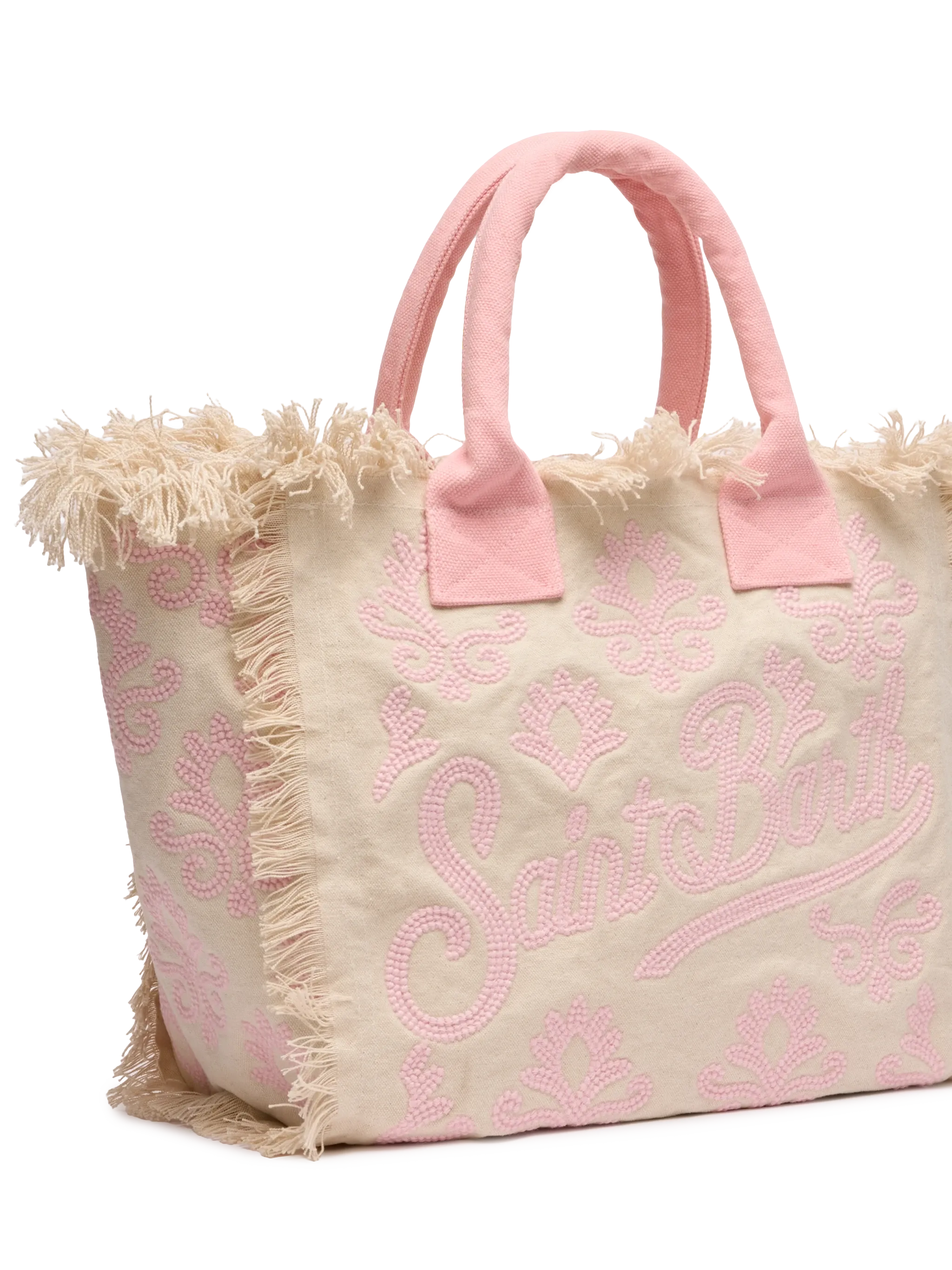 Borsa a spalla Vanity Rug  in cotone rosa e bianco - Image 3