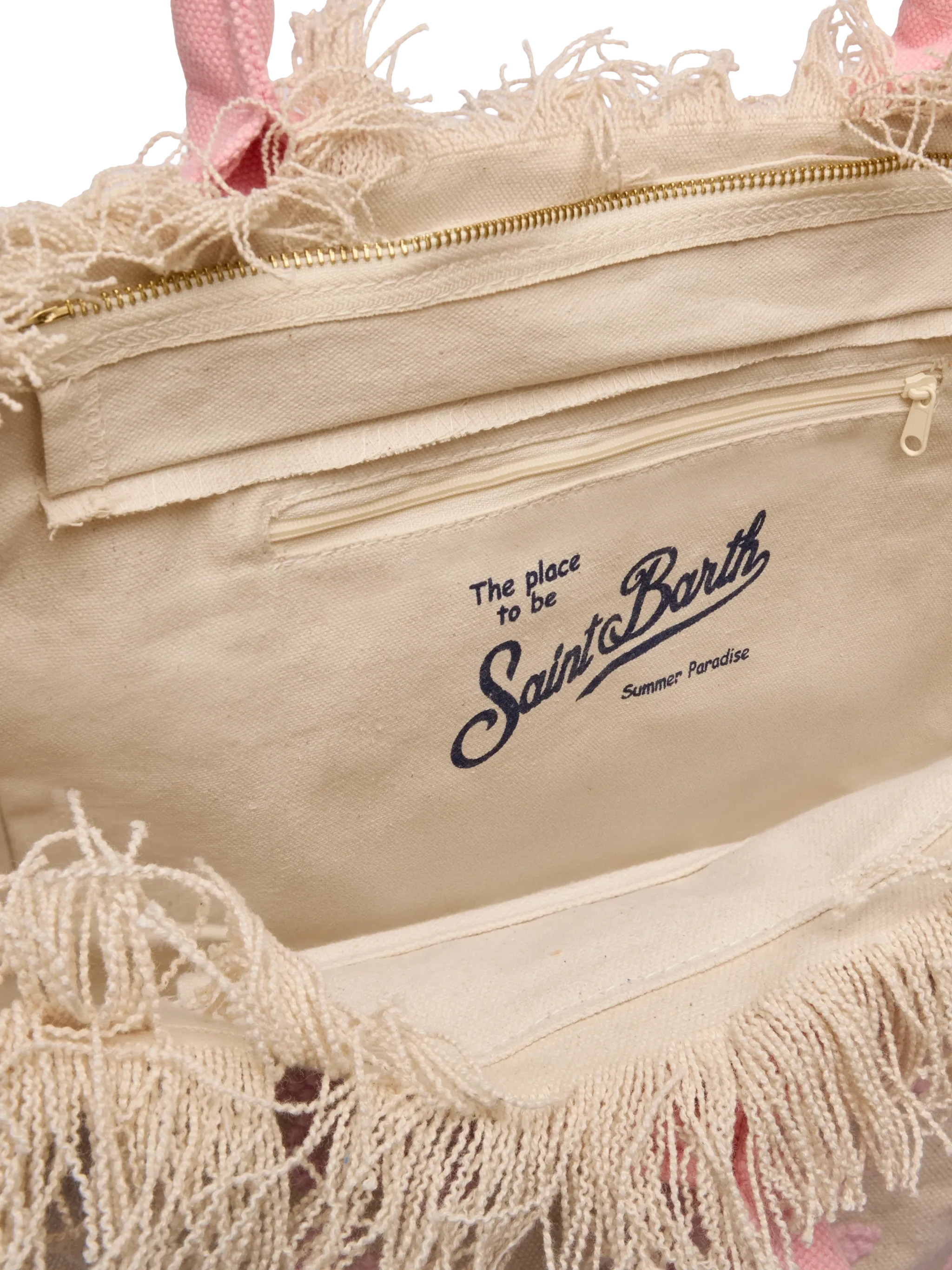 Borsa a spalla Vanity Rug  in cotone rosa e bianco - Image 4