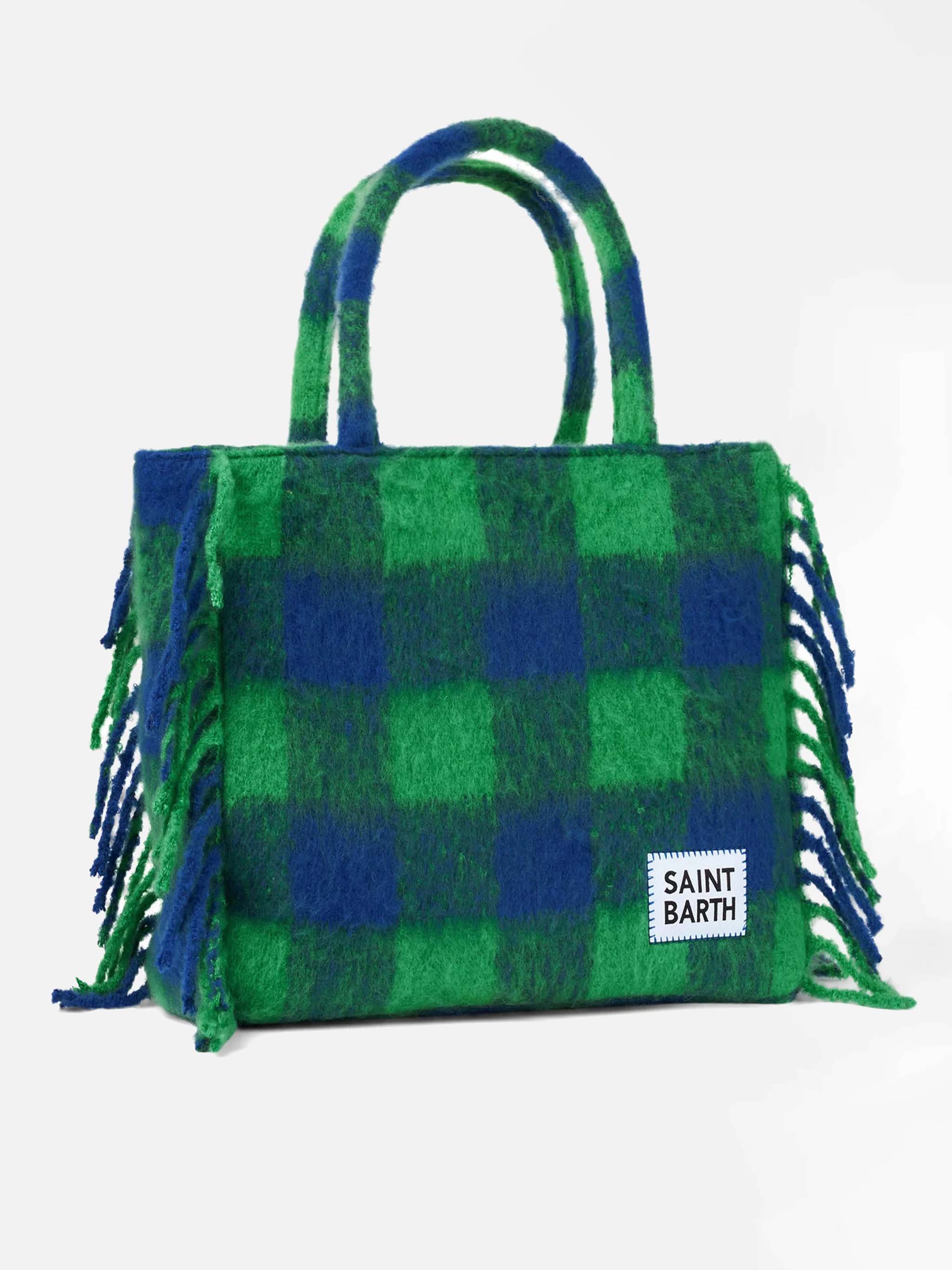 Borsa a spalla blanket Vanity con check verde e blu - Image 3
