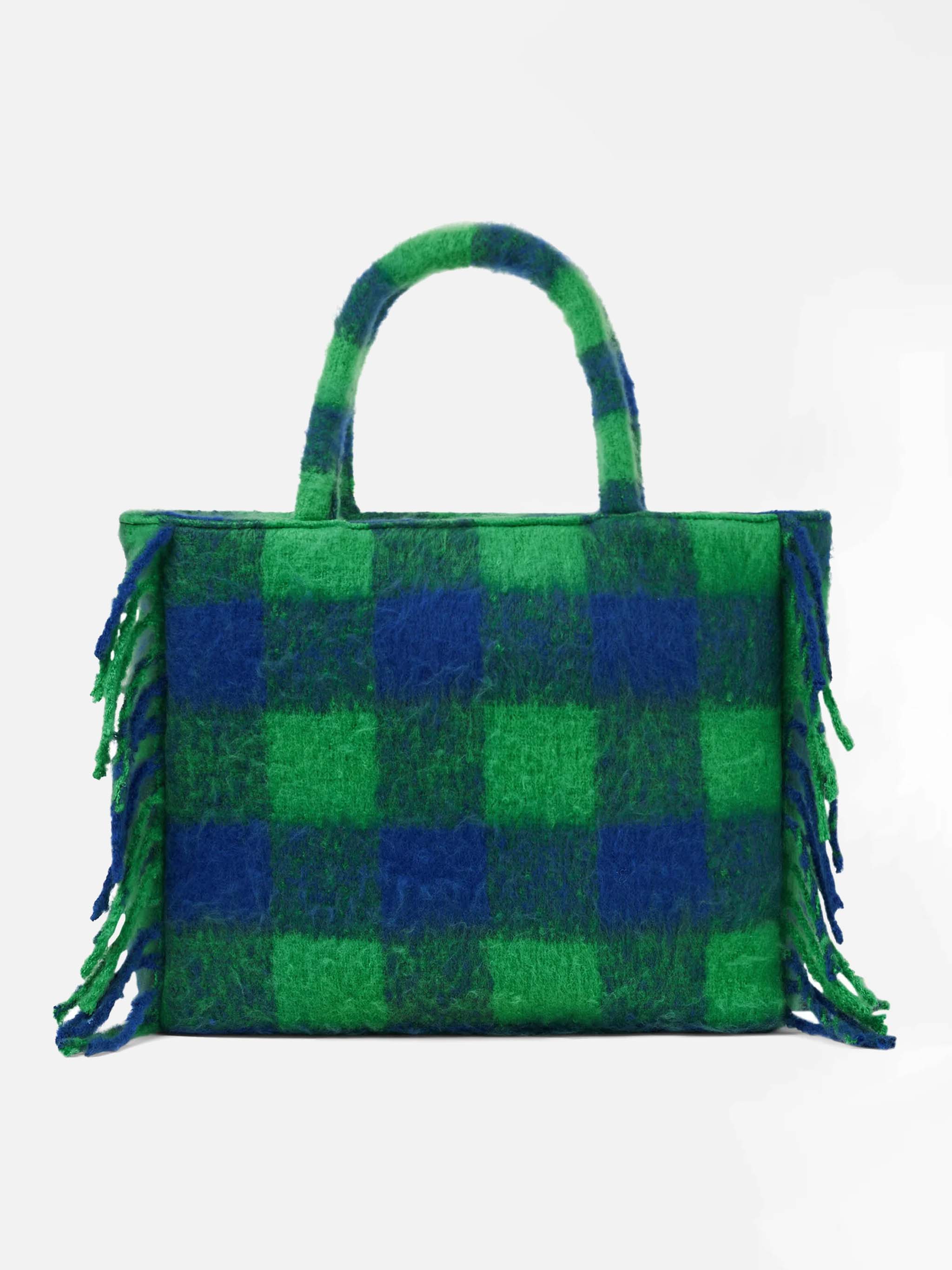 Borsa a spalla blanket Vanity con check verde e blu - Image 4