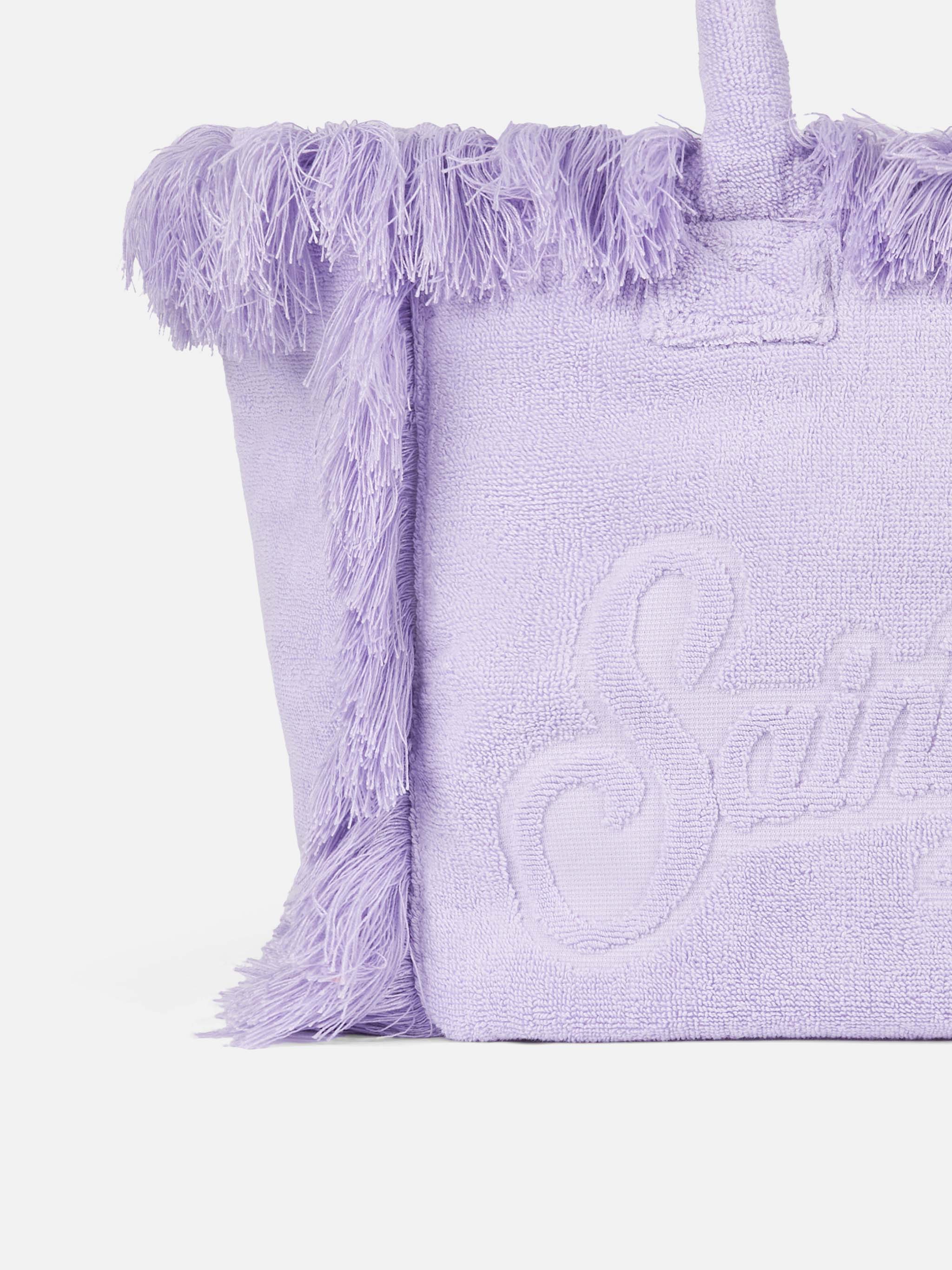 Borsa a spalla Vanity Terry lilla con logo in bassorilievo - Image 2