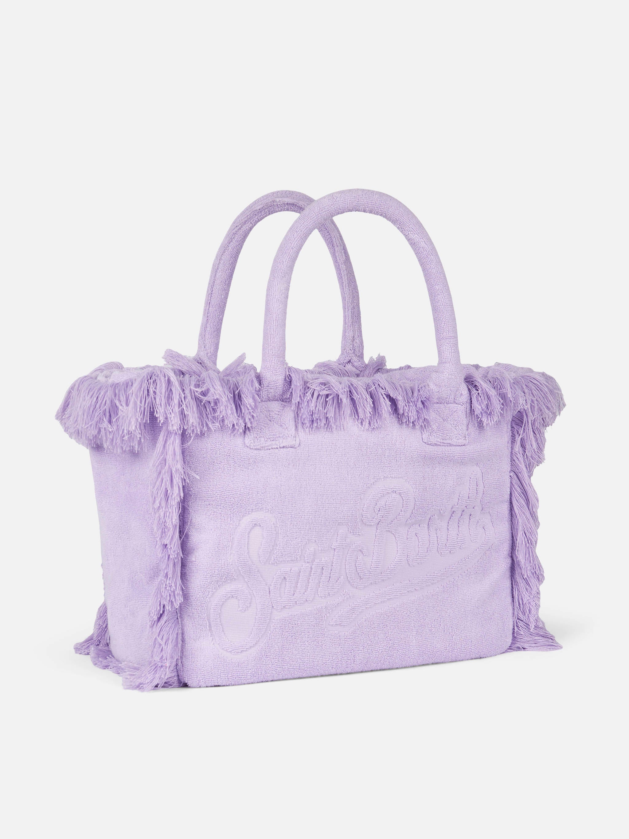 Borsa a spalla Vanity Terry lilla con logo in bassorilievo - Image 3