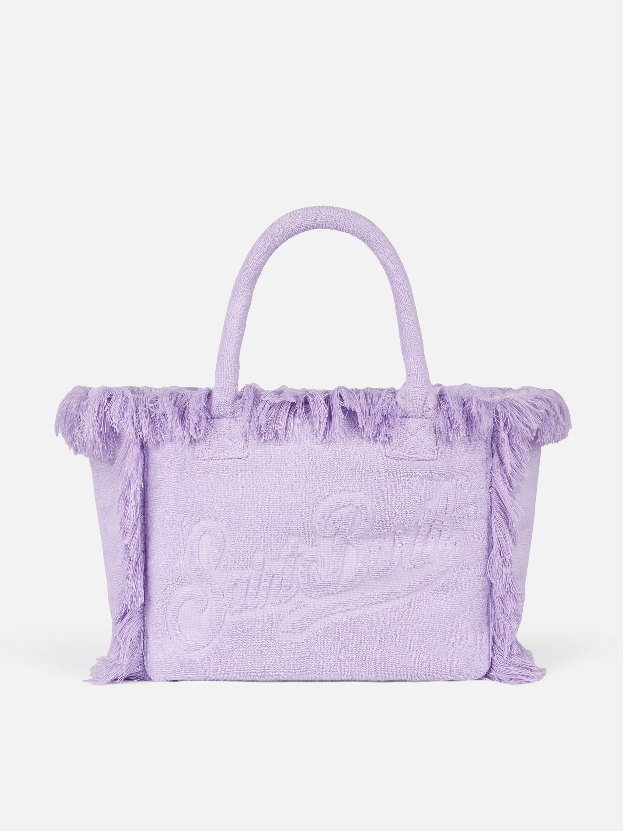 Borsa a spalla Vanity Terry lilla con logo in bassorilievo - Image 4