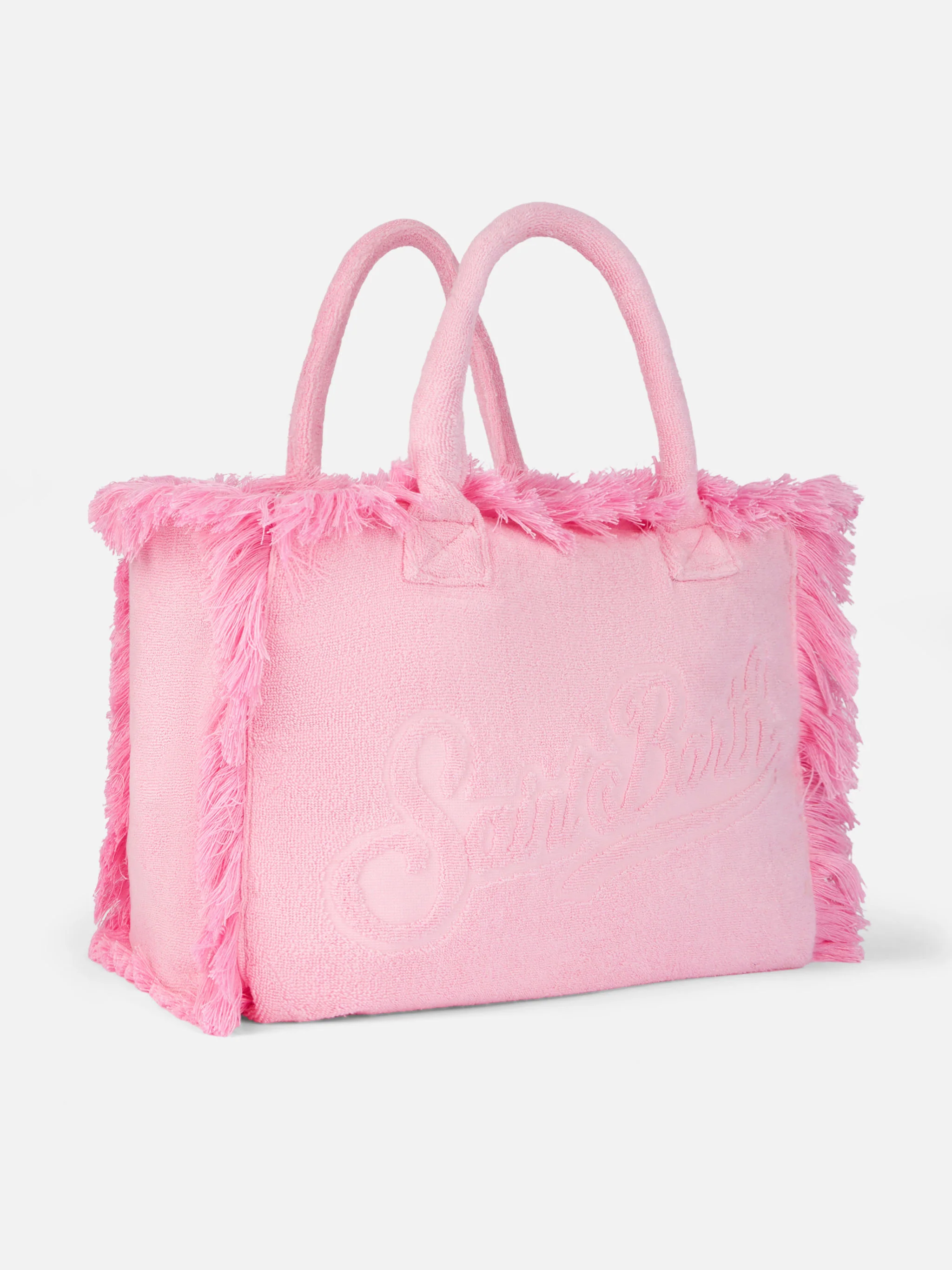 Borsa a spalla Vanity Terry rosa con logo in bassorilievo - Image 3