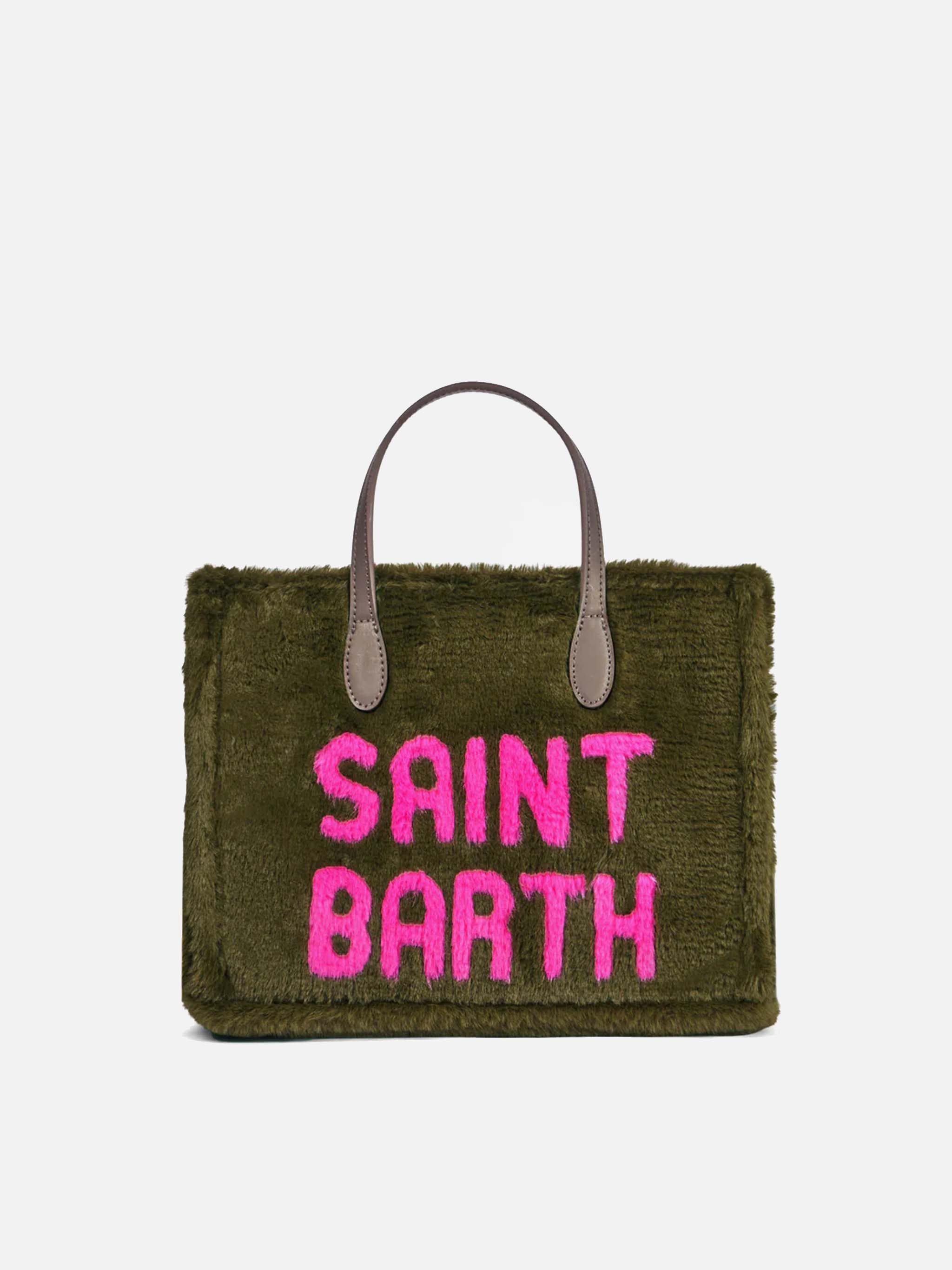Borsa Vivian verde effetto pelliccia
