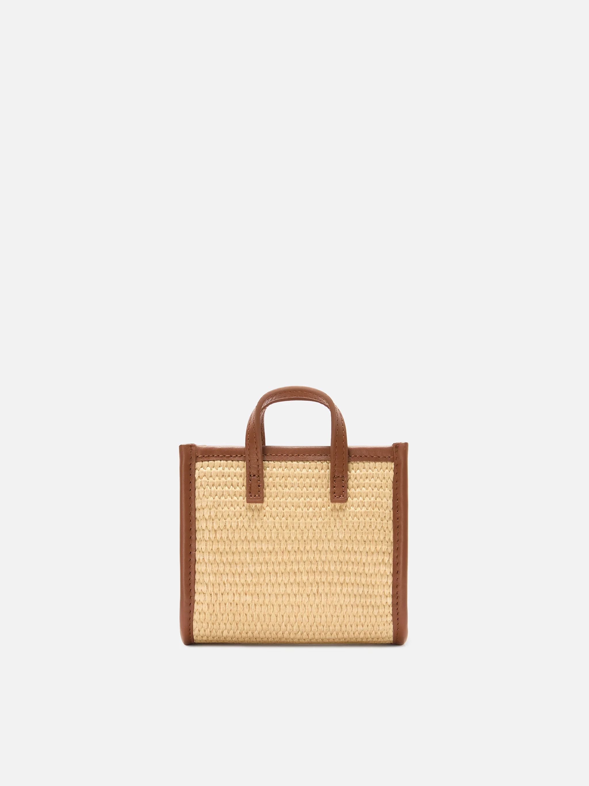 Borsa Vivian micro effetto raffia con logo marrone ricamato - Image 4