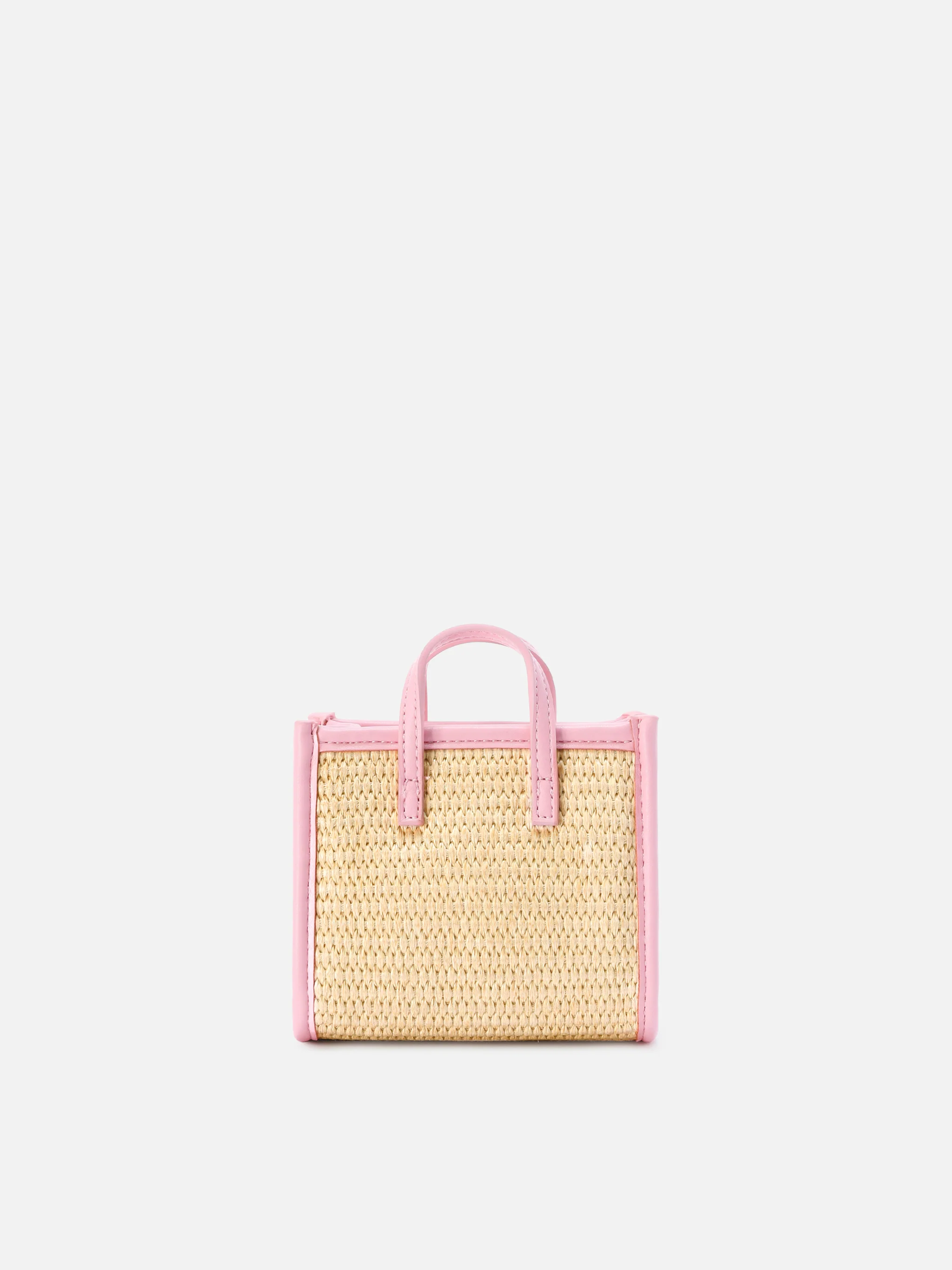 Borsa Vivian micro effetto raffia con logo rosa ricamato - Image 4