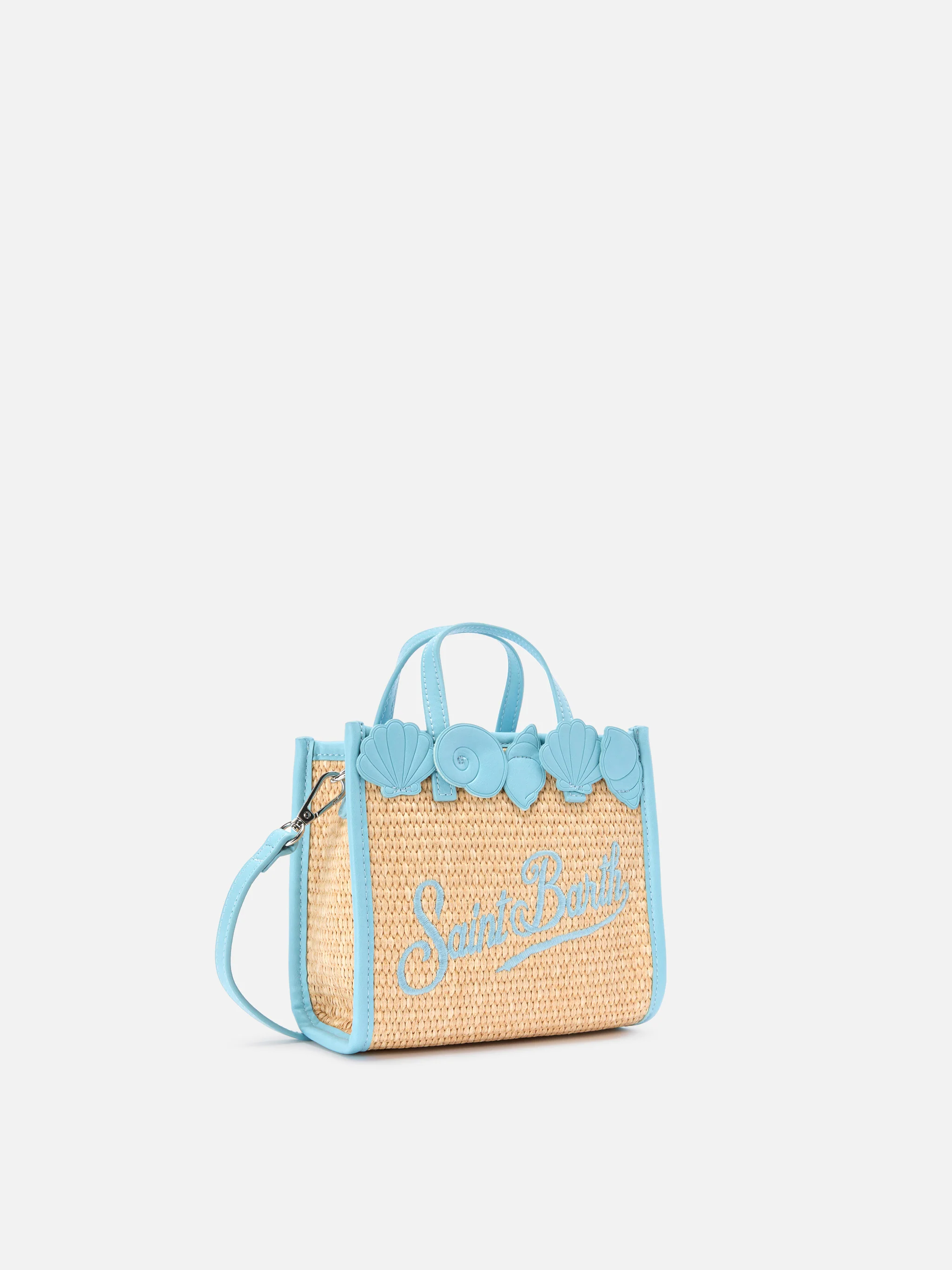 Borsa Vivian mini in tessuto effetto paglia con ricami decorativi - Image 3