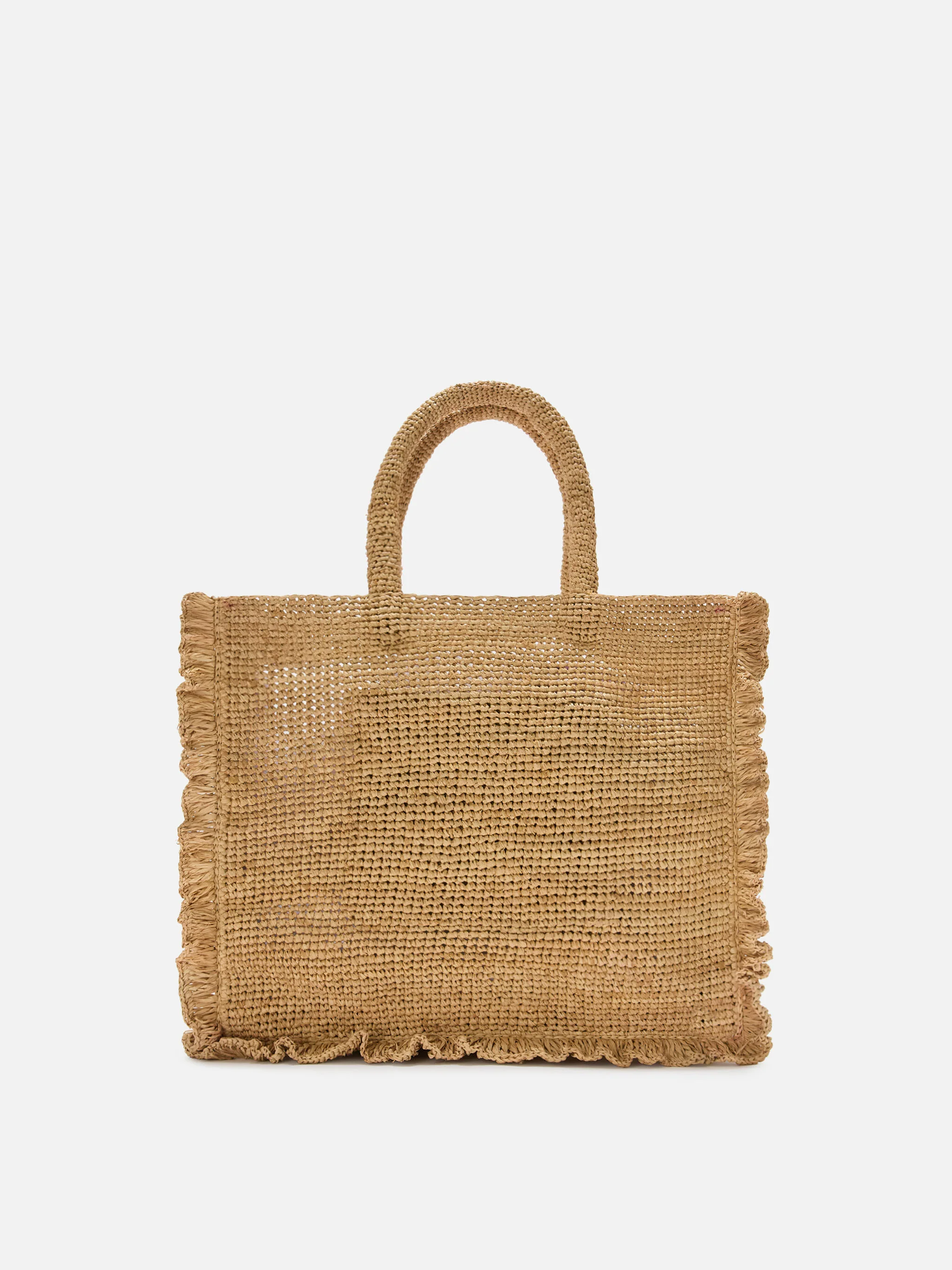 Borsa Volant medium in raffia con logo ricamato - Image 4