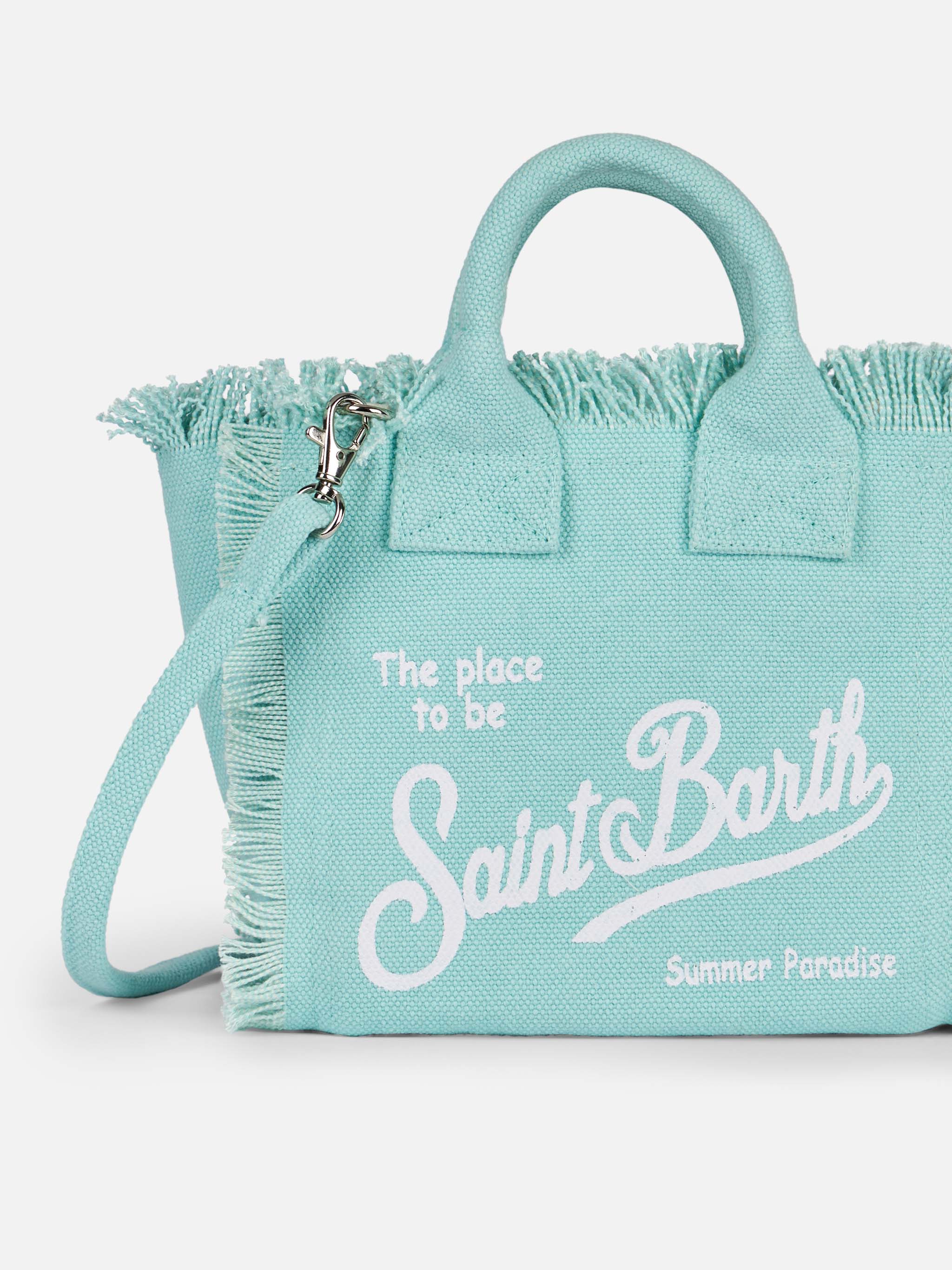 Borsa Mini Vanity in canvas di cotone verde acqua - Image 3