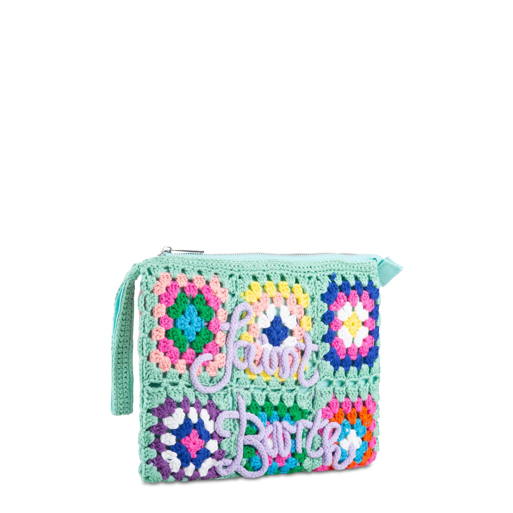 Pouch Parisienne verde acqua crochet con ricamo Saint Barth - Image 3