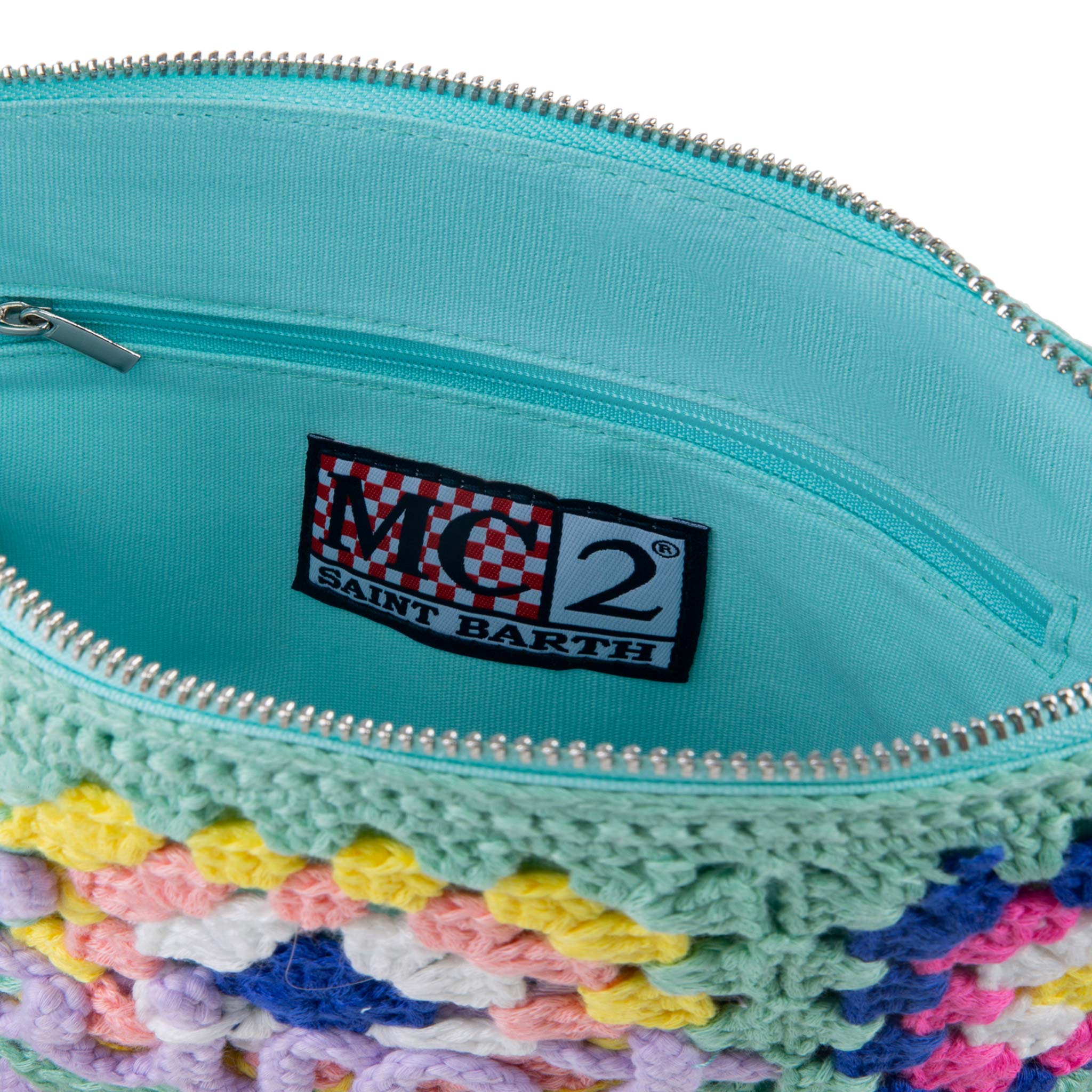 Pouch Parisienne verde acqua crochet con ricamo Saint Barth - Image 5