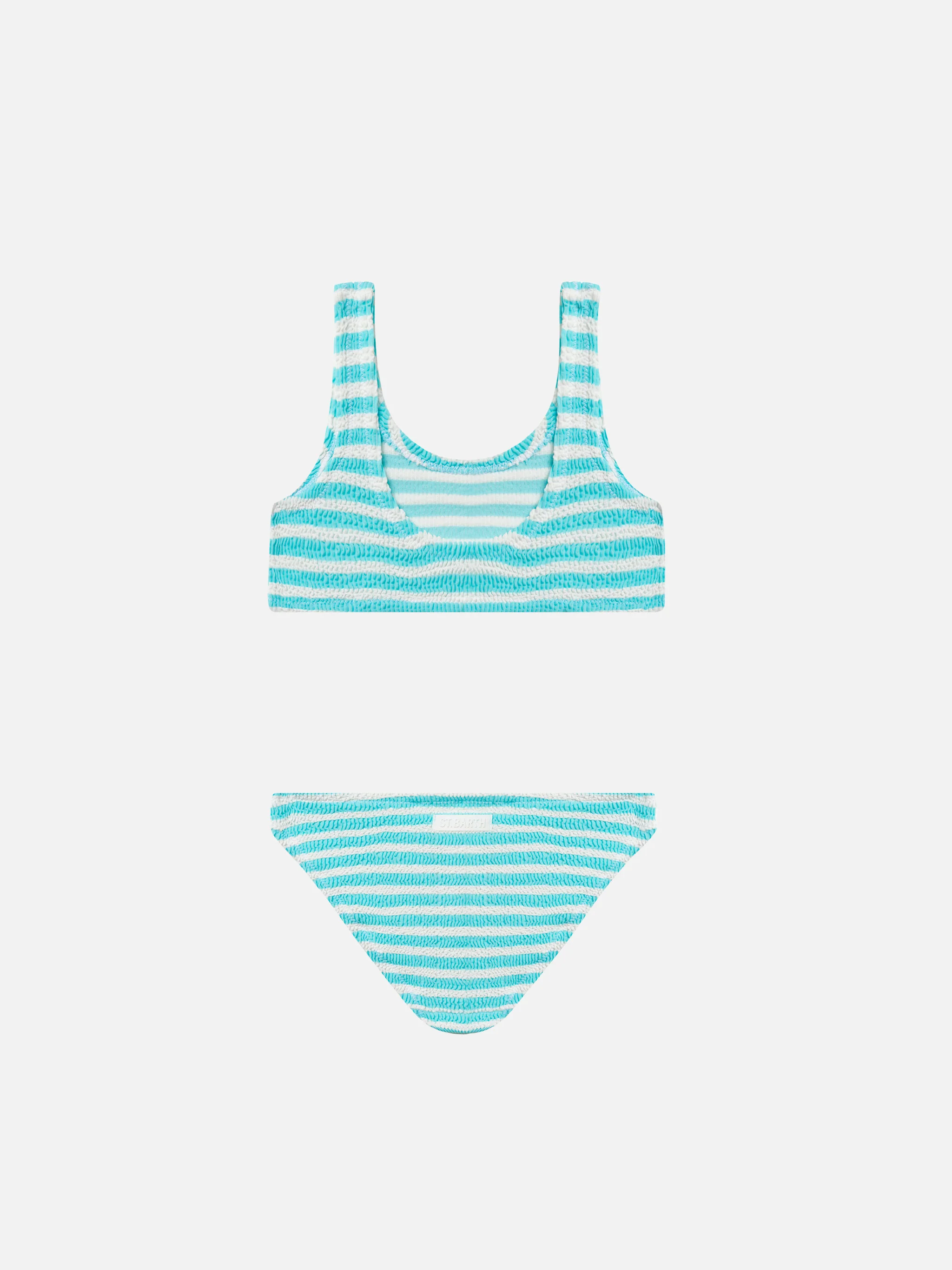 Bikini a triangolo Baker in crinkle a righe verde acqua - Image 2