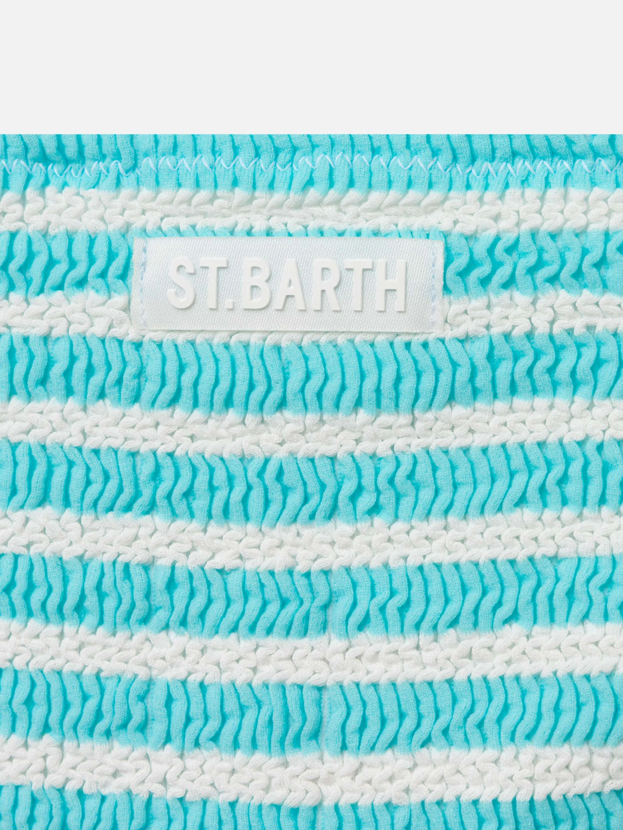Bikini a triangolo Baker in crinkle a righe verde acqua - Image 3