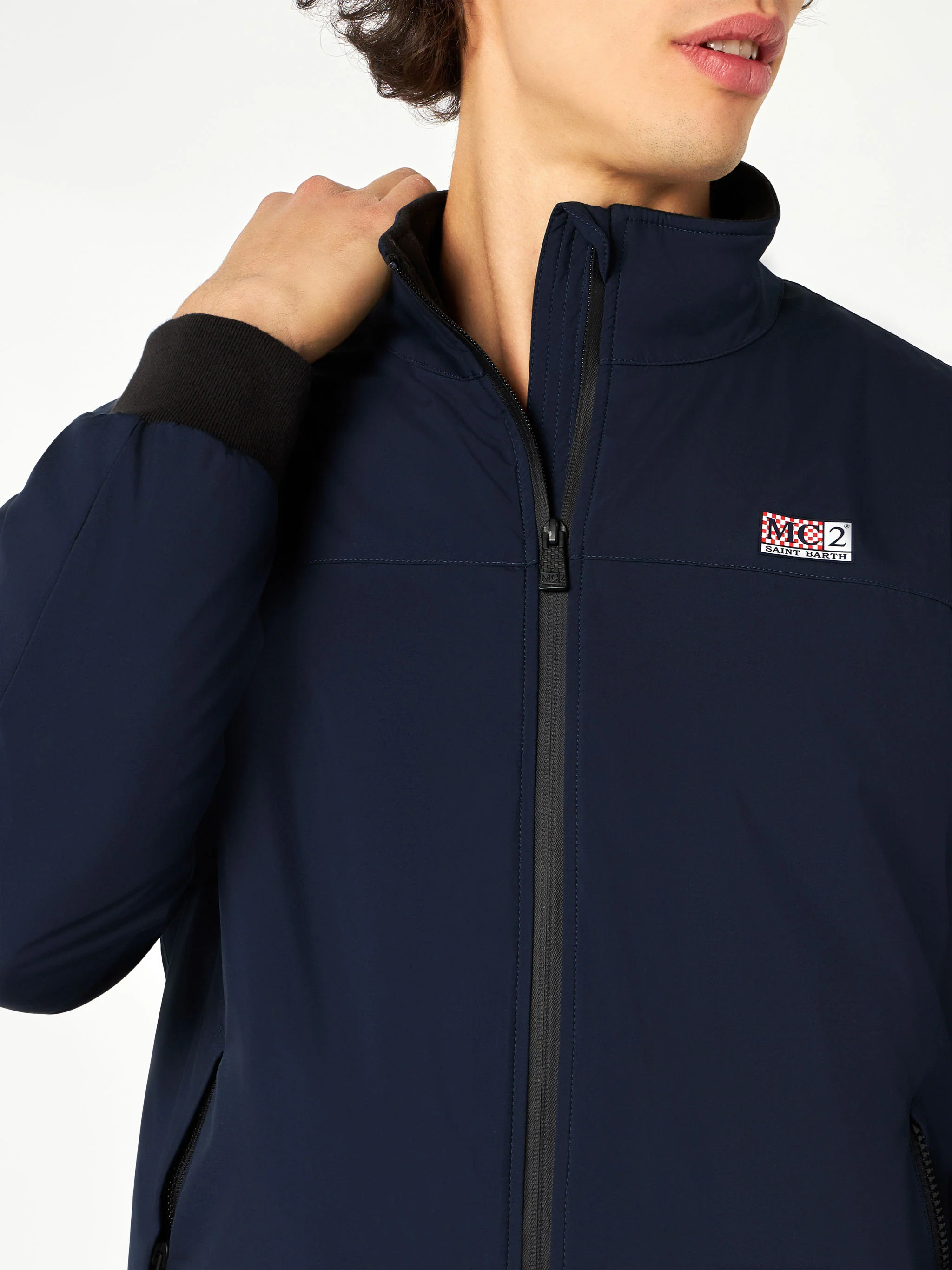 Bomber Country blu con interno effetto pelliccia - Image 2