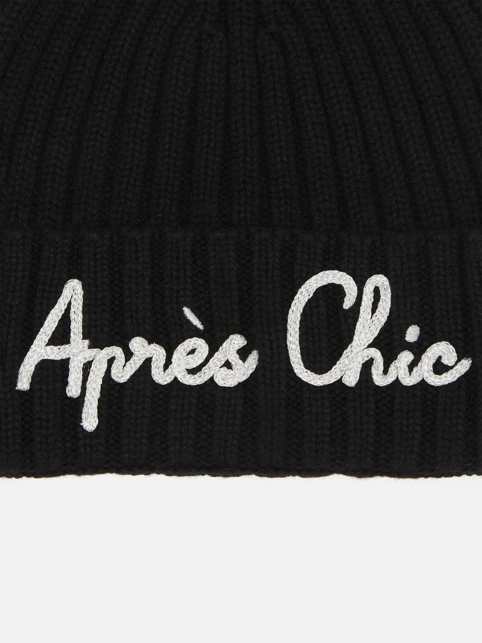 Berretto Wengen in misto cashmere nero con ricamo lurex Apres Chic - Image 2