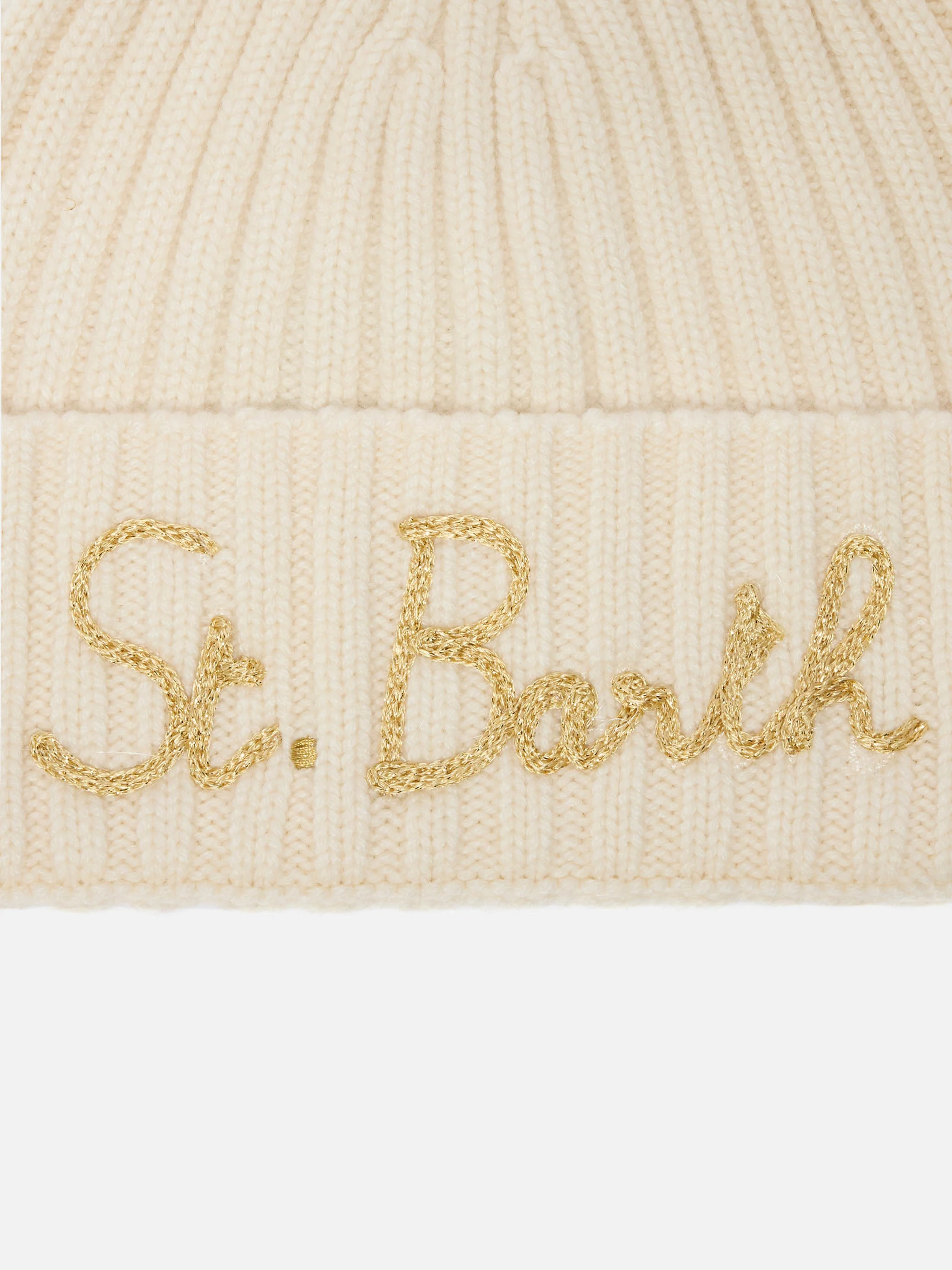 Berretto Wengen in misto cashmere bianco con ricamo lurex St. Barth - Image 2