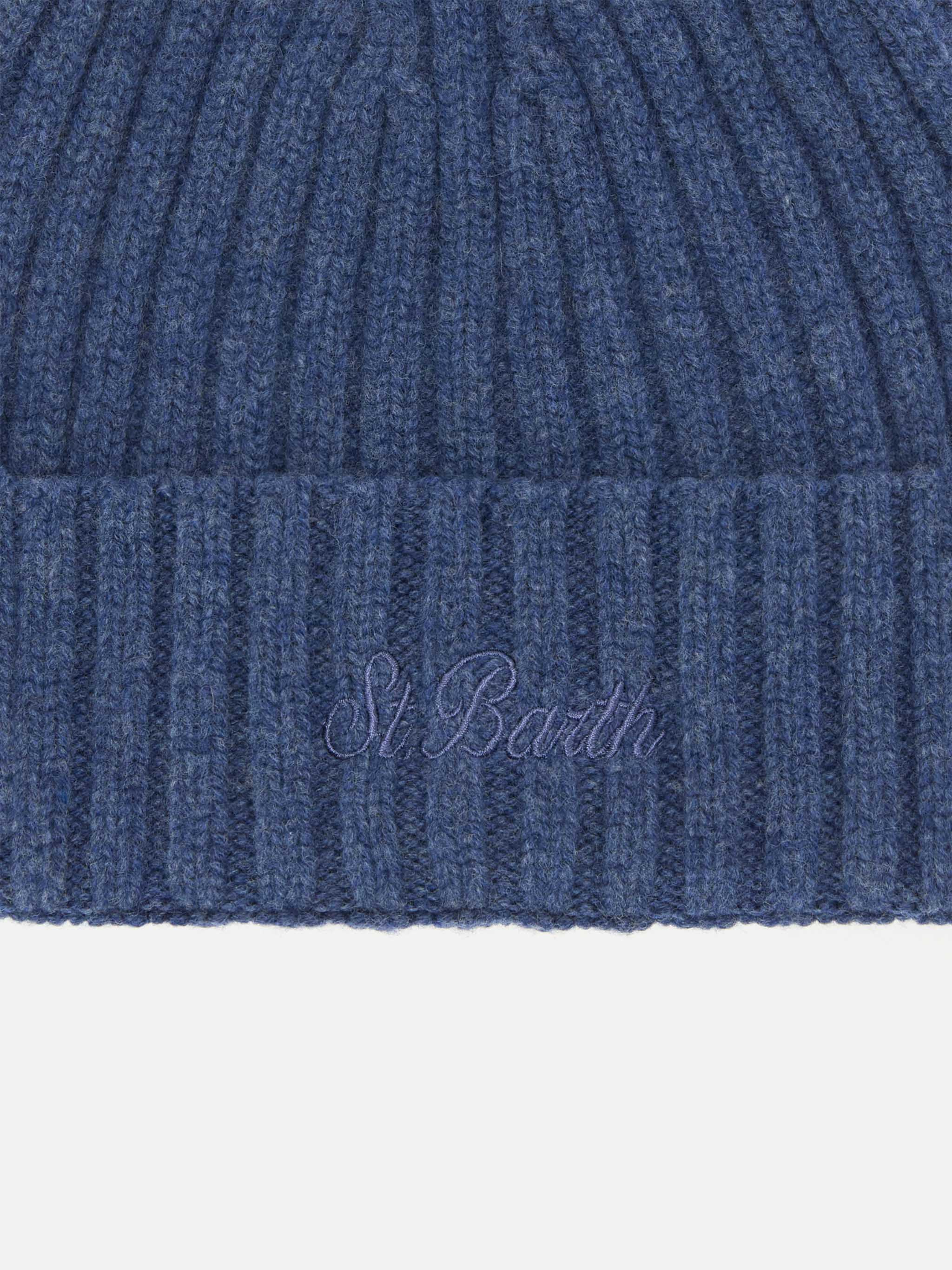 Berretto Wengen in 100% LANA blu denim - Image 2