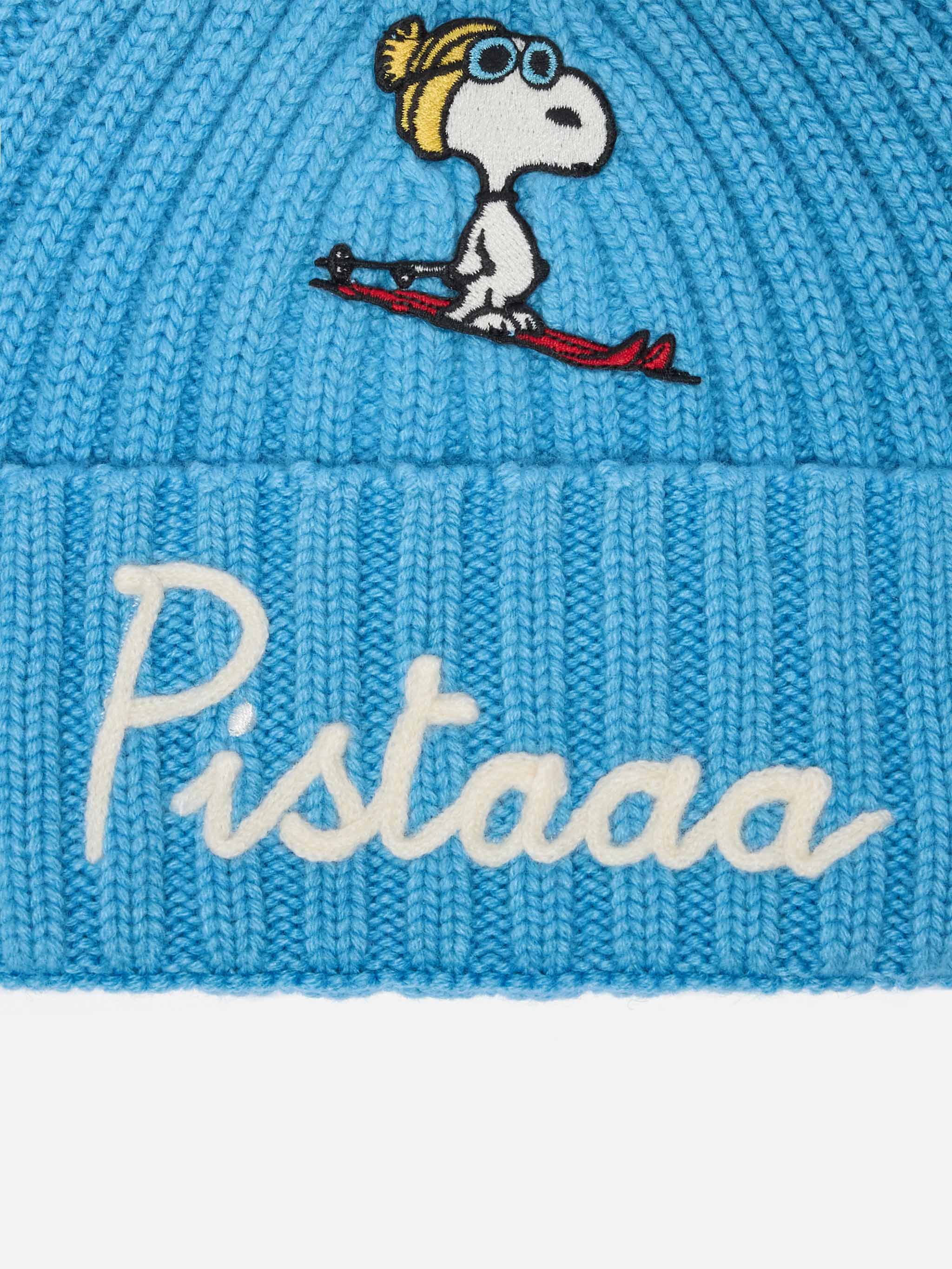 Berretto Wengen Jr in misto cashmere azzurro con Patch Snoopy e ricamo - Image 2