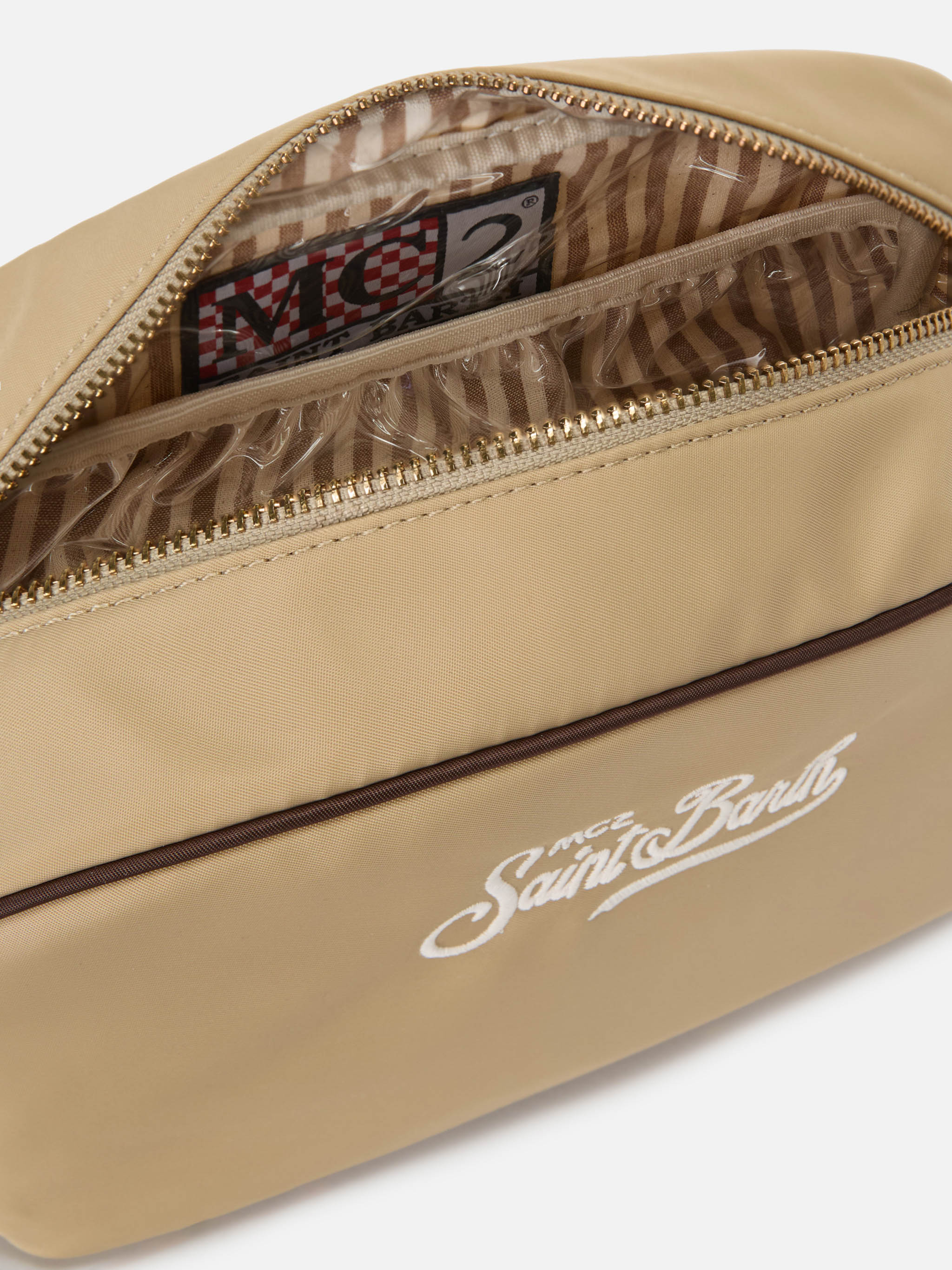 Beauty Bag Westwood in nylon beige tinta unita - Image 4