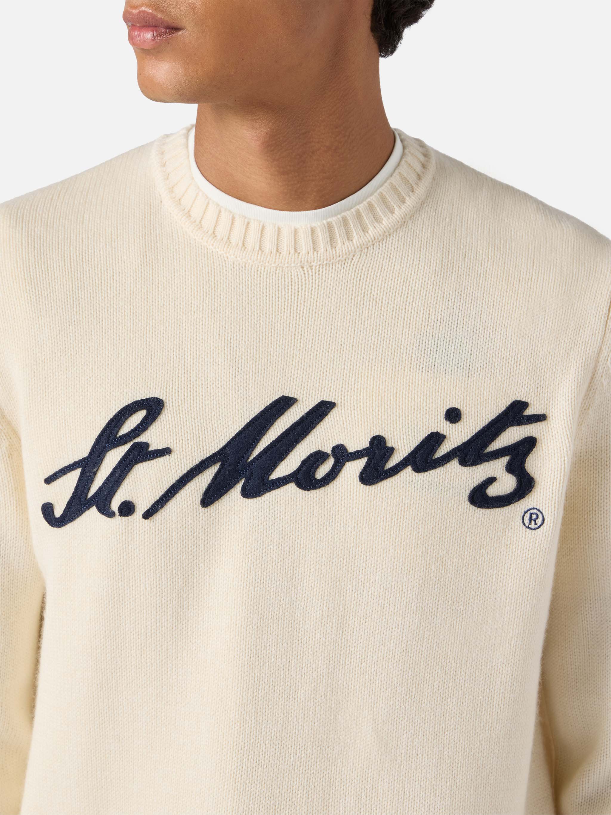 Maglione Bombardino Light bianco con jacquard St. Moritz | ST. MORITZ TOP OF THE WORLD SPECIAL EDITION - Image 2