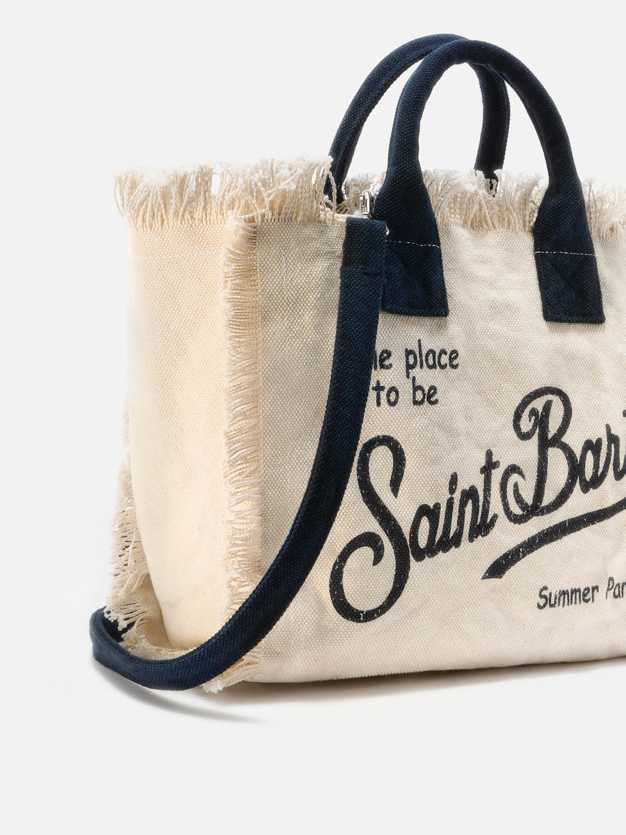 Borsa Colette bianca in canvas con frange - Image 3