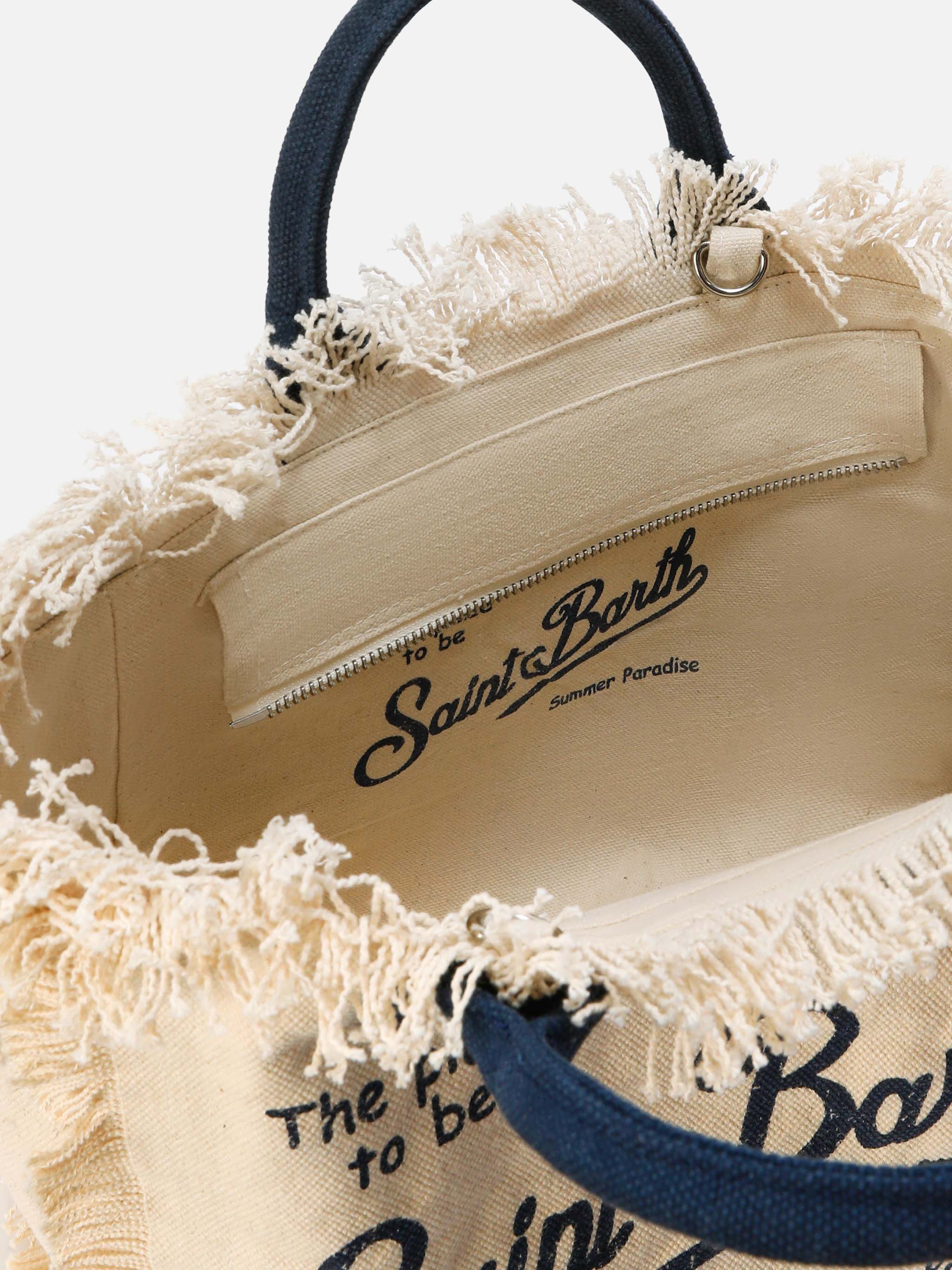Borsa Colette bianca in canvas con frange - Image 4
