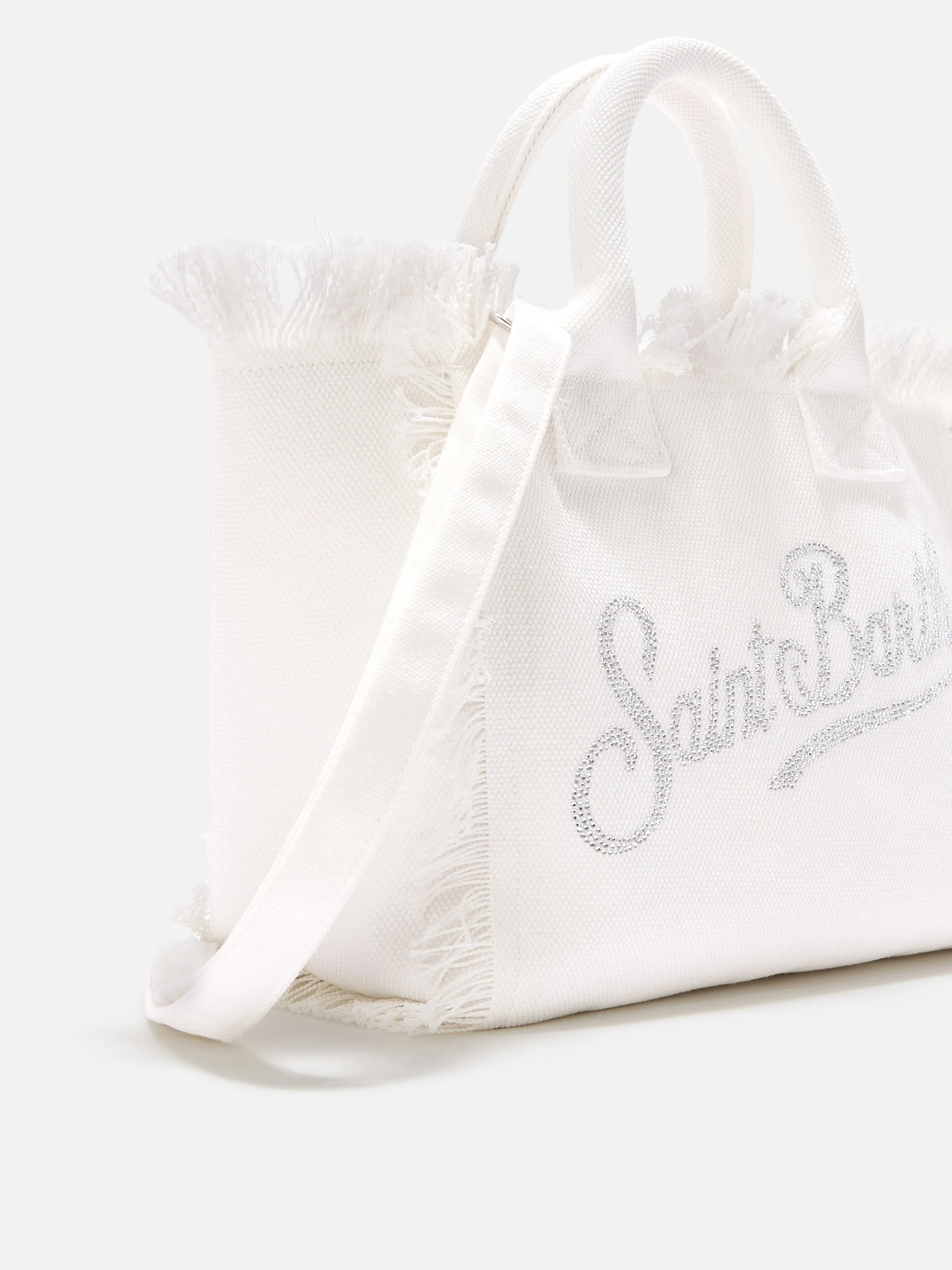 Borsa Colette in canvas bianca con logo in strass - Image 3