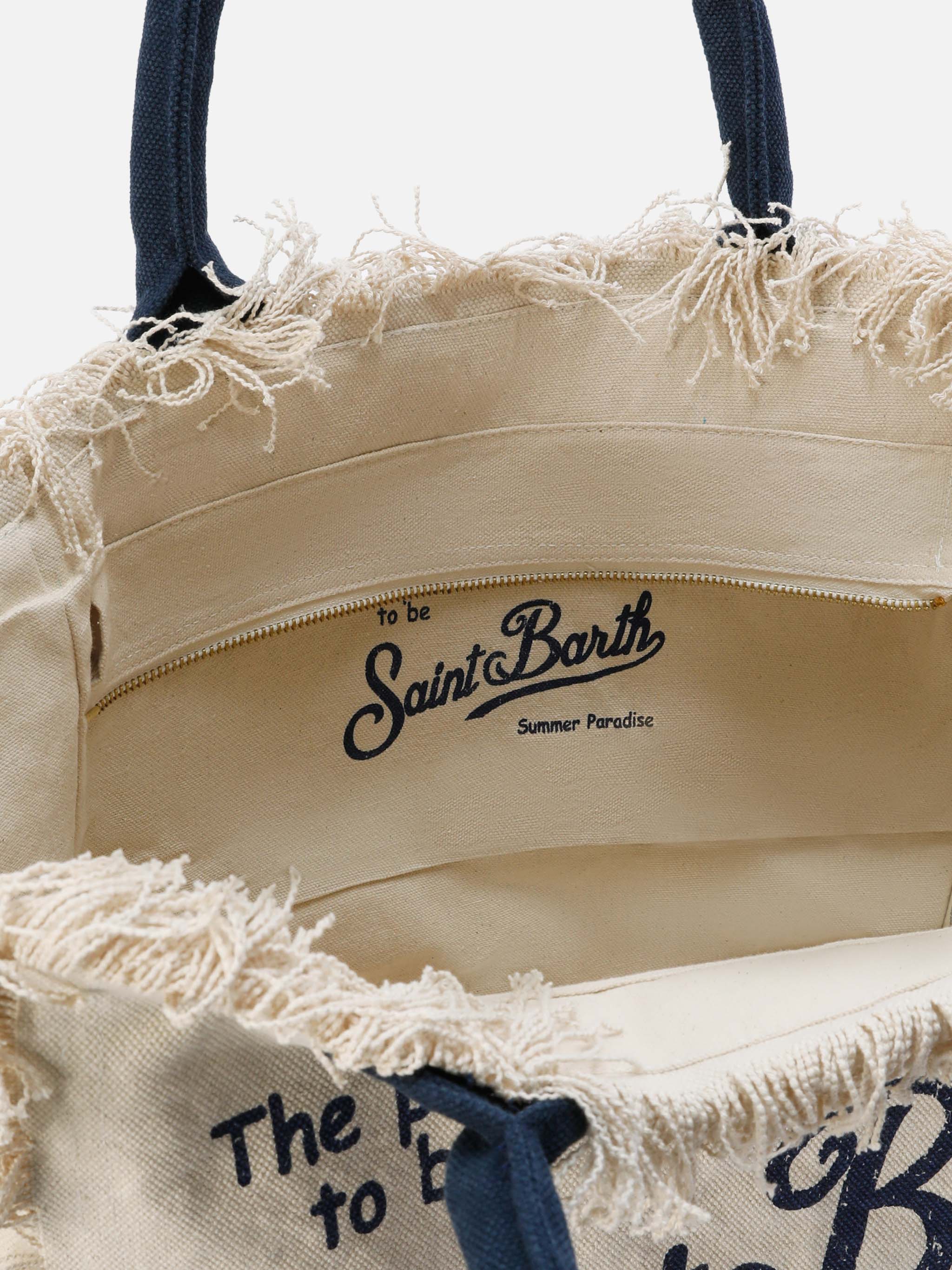 Borsa Vanity regular bianca in canvas con frange - Image 4