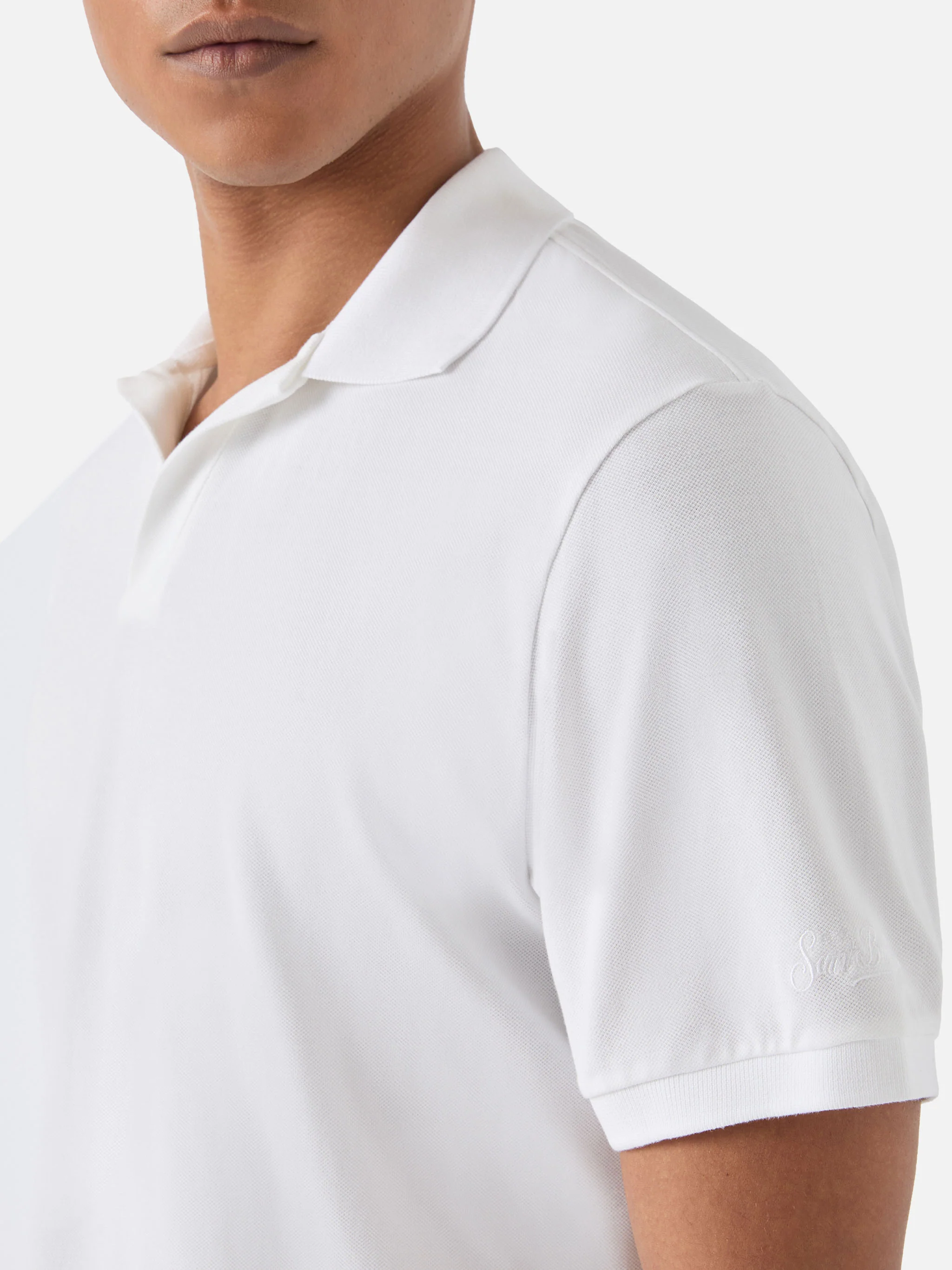 Polo Charles in piquet di cotone bianco - Image 4
