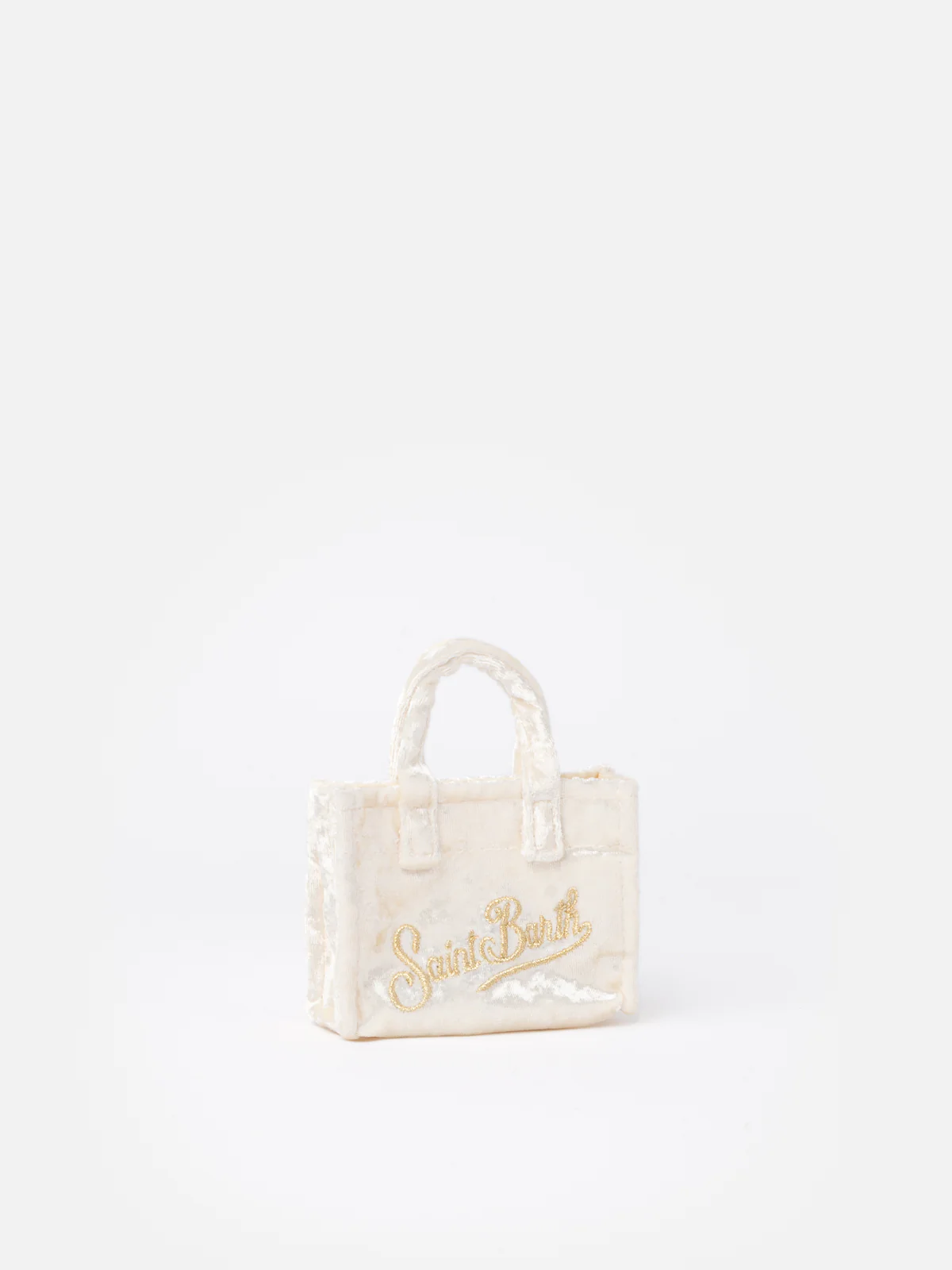 Portachiavi in tessuto ciniglia bianco con ricamo logo - Image 3