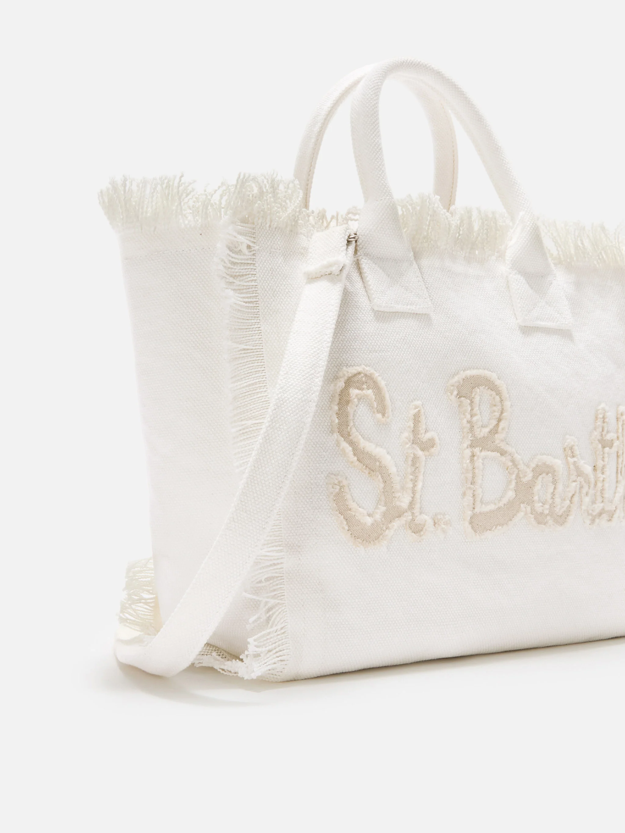 Borsa Colette in canvas con patch logo in tessuto bianco - Image 3